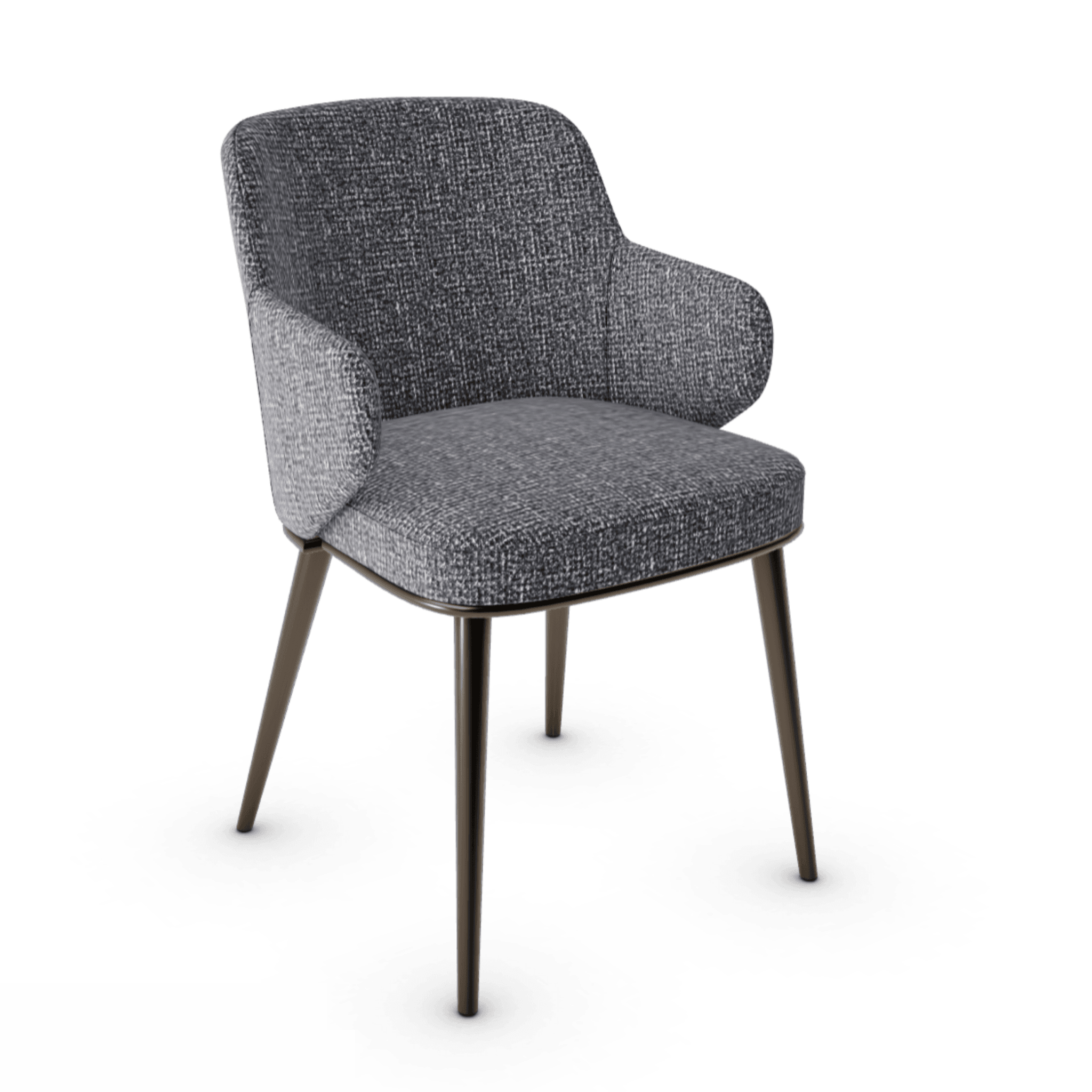 Krzesło z podłokietnikami FOYER boucle antracytowy z metalową podstawą Calligaris metalowa matowy brąz Eye on Design