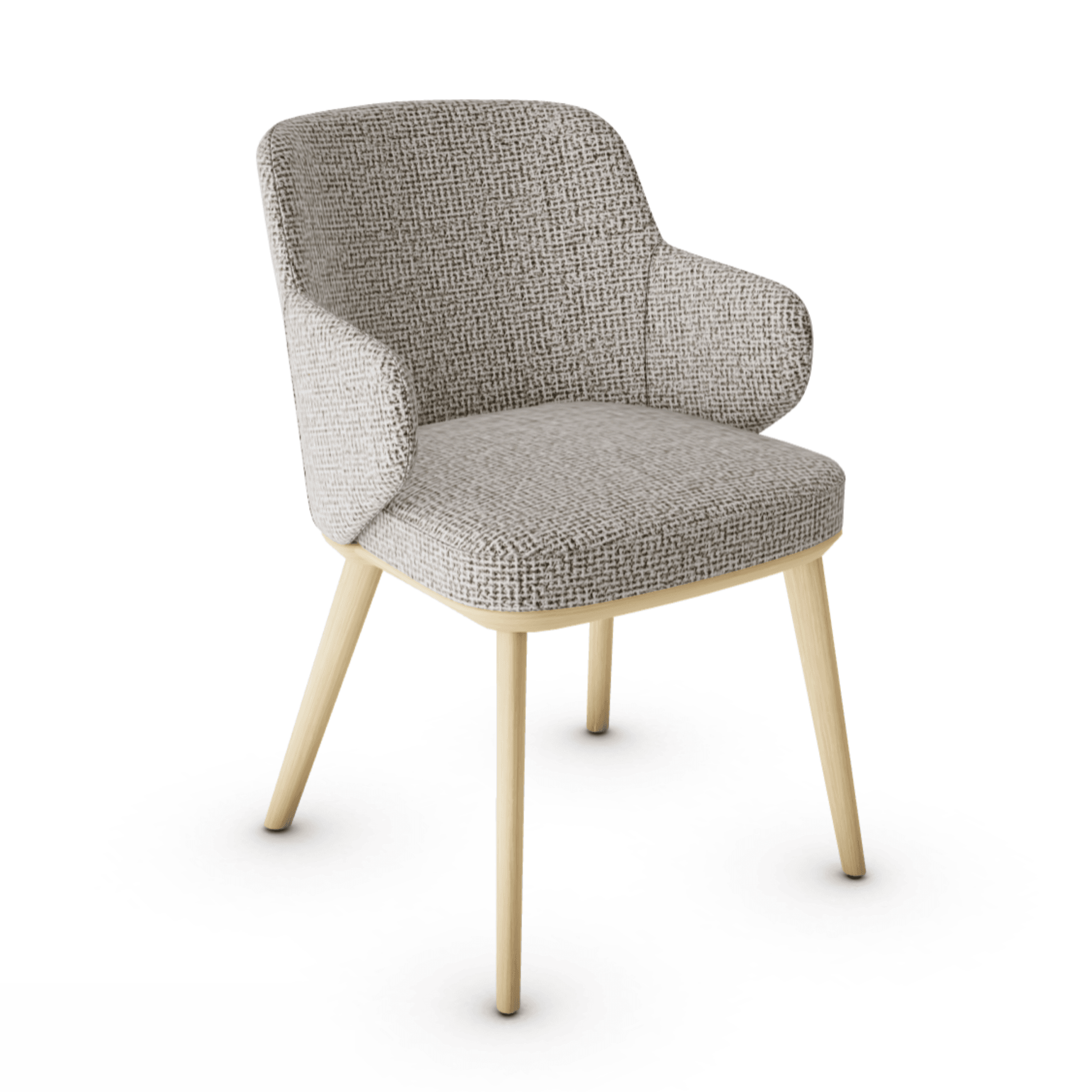 Krzesło z podłokietnikami FOYER boucle beżowy z drewnianą podstawą Calligaris drewniana naturalny dąb Eye on Design