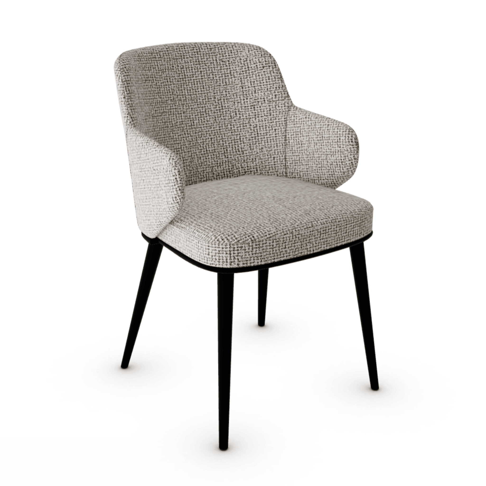 Krzesło z podłokietnikami FOYER boucle beżowy z metalową podstawą Calligaris metalowa matowa czerń Eye on Design