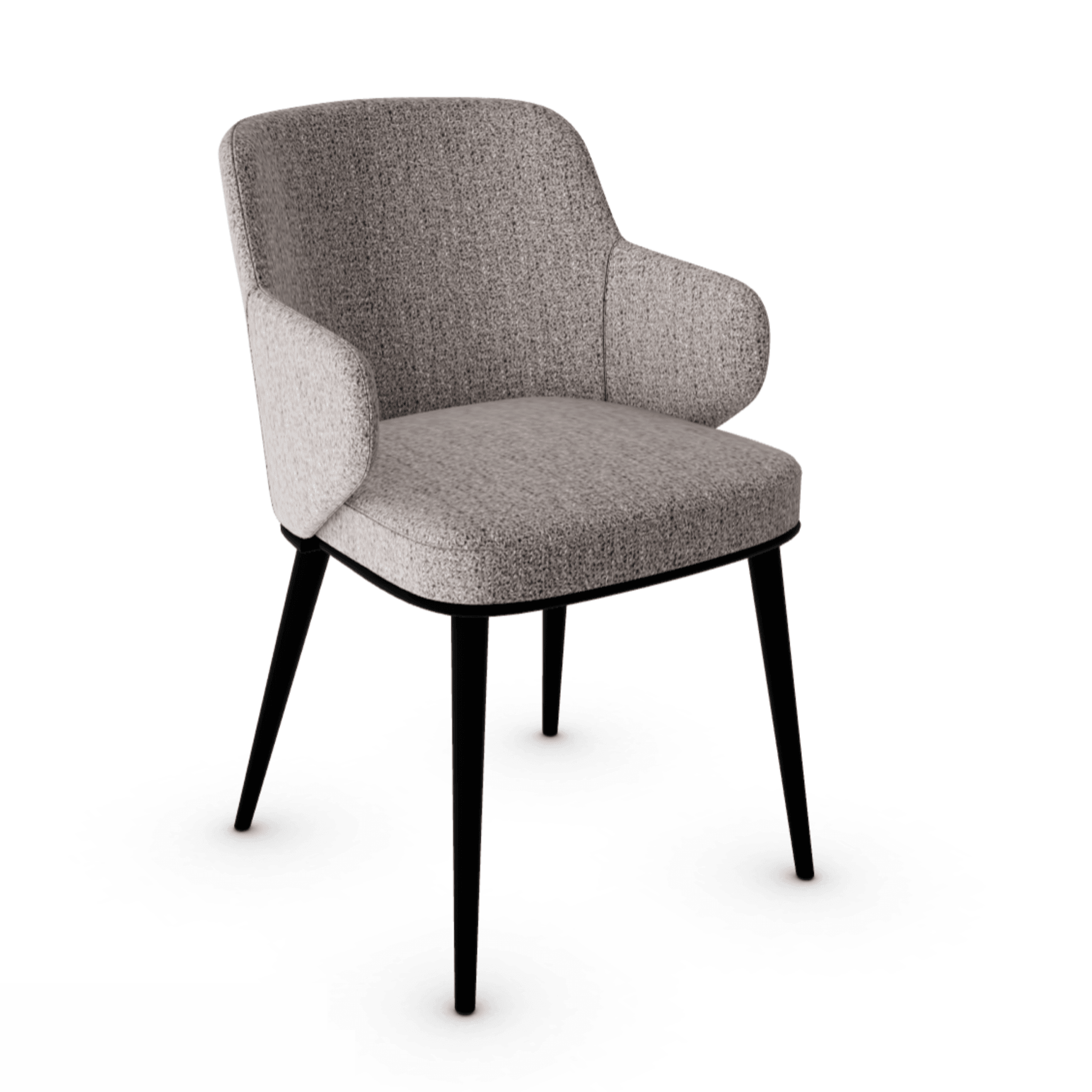 Krzesło z podłokietnikami FOYER boucle taupe z metalową podstawą Calligaris metalowa matowa czerń Eye on Design