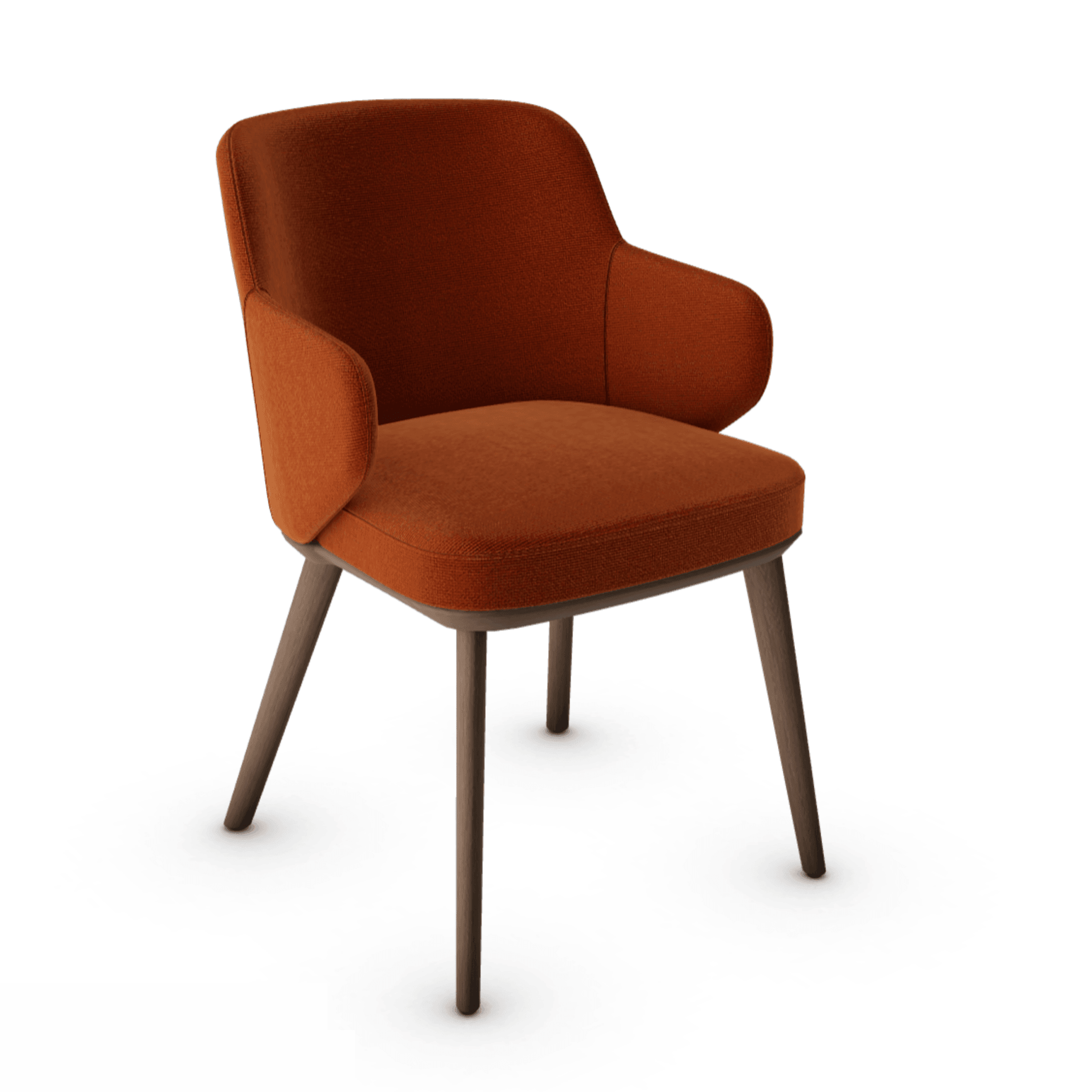 Krzesło z podłokietnikami FOYER ceglany z drewnianą podstawą Calligaris drewniana ciemnobrązowa Eye on Design