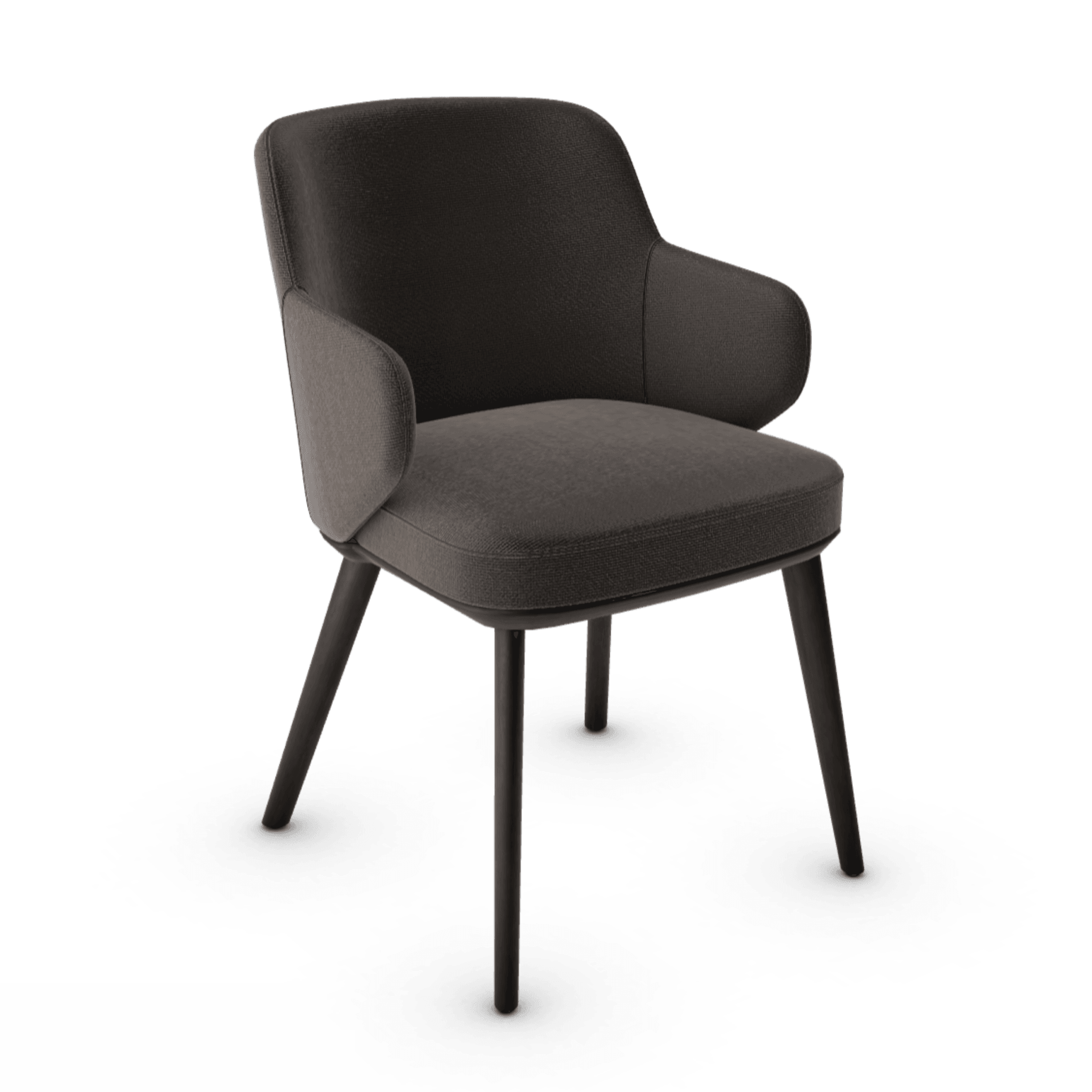 Krzesło z podłokietnikami FOYER ciemnobrązowy z drewnianą podstawą Calligaris drewniana matowa czerń Eye on Design