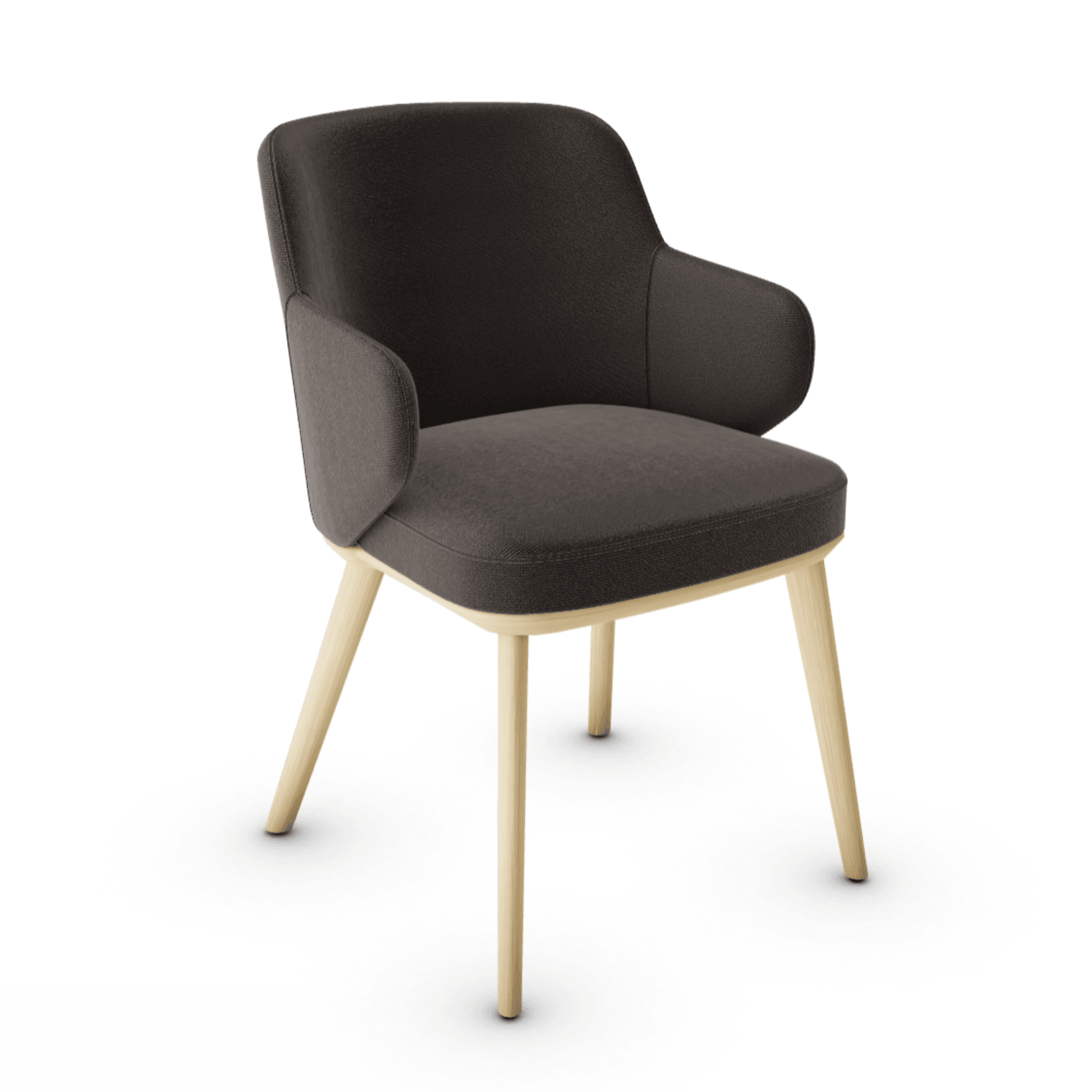 Krzesło z podłokietnikami FOYER ciemnobrązowy z drewnianą podstawą Calligaris drewniana naturalny dąb Eye on Design