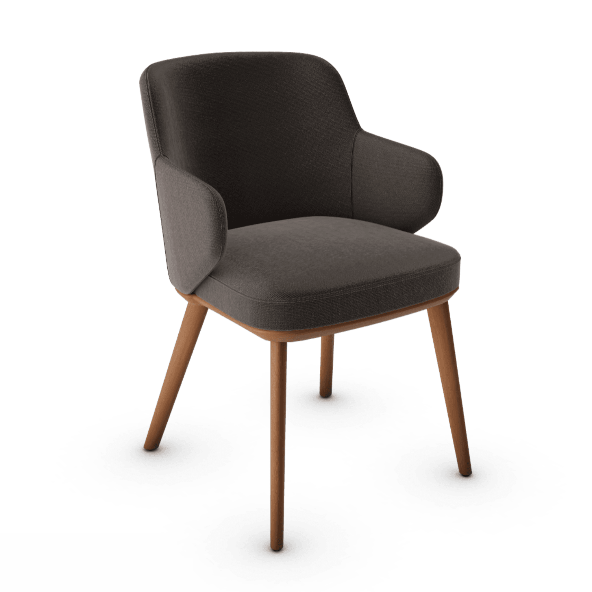 Krzesło z podłokietnikami FOYER ciemnobrązowy z drewnianą podstawą Calligaris drewniana orzech włoski Eye on Design