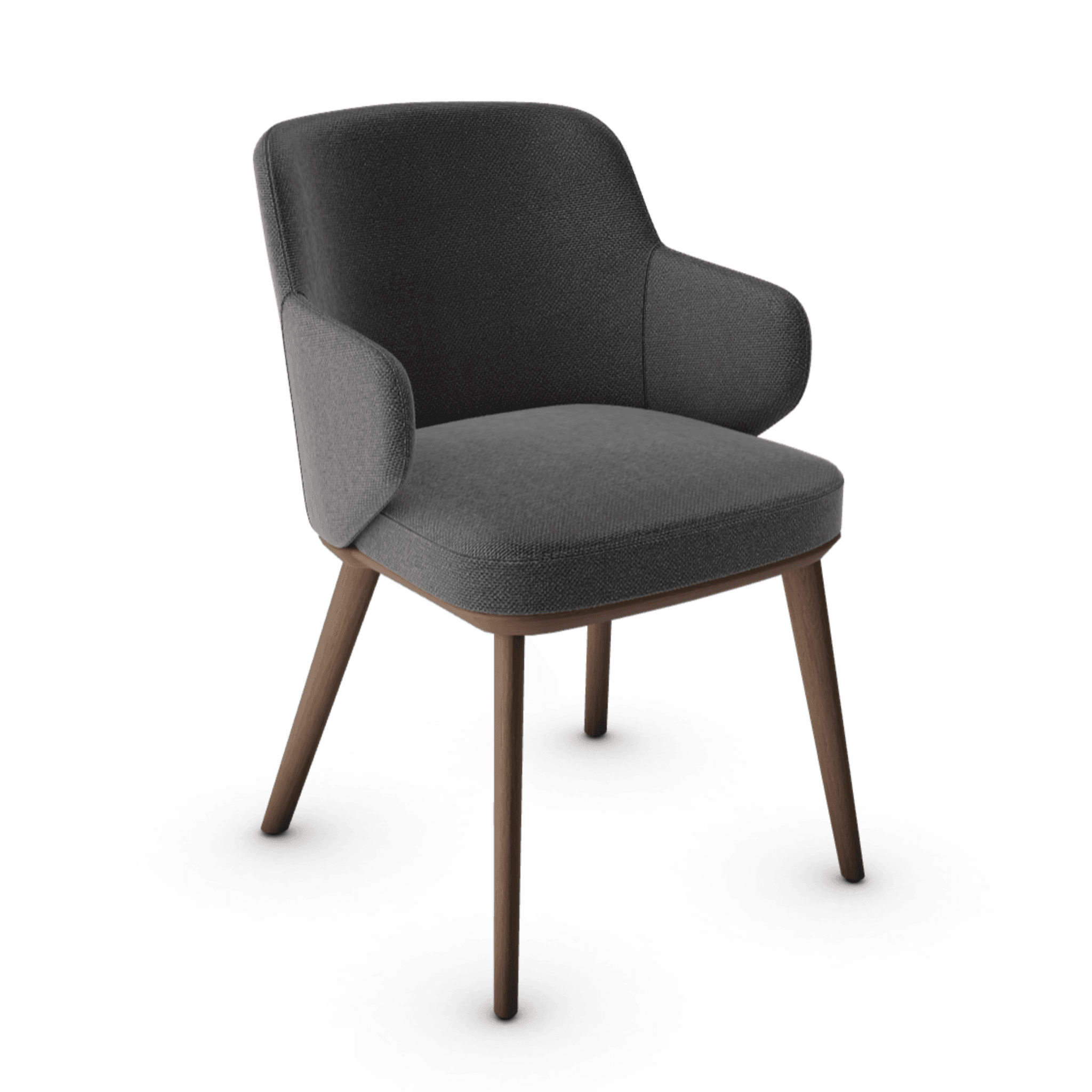 Krzesło z podłokietnikami FOYER ciemnoszary z drewnianą podstawą Calligaris drewniana ciemnobrązowa Eye on Design