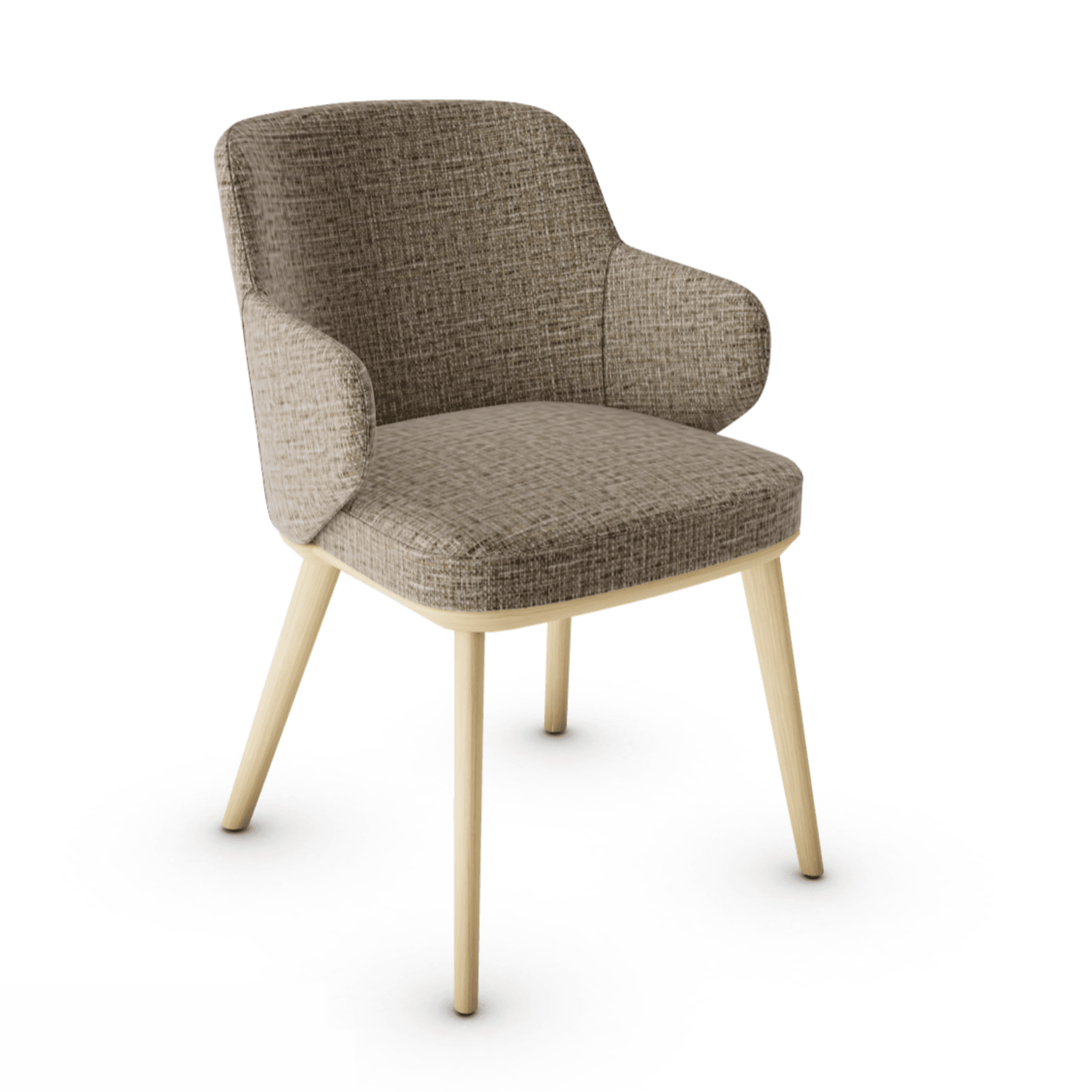 Krzesło z podłokietnikami FOYER melanż beżowy z drewnianą podstawą Calligaris drewniana naturalny dąb Eye on Design