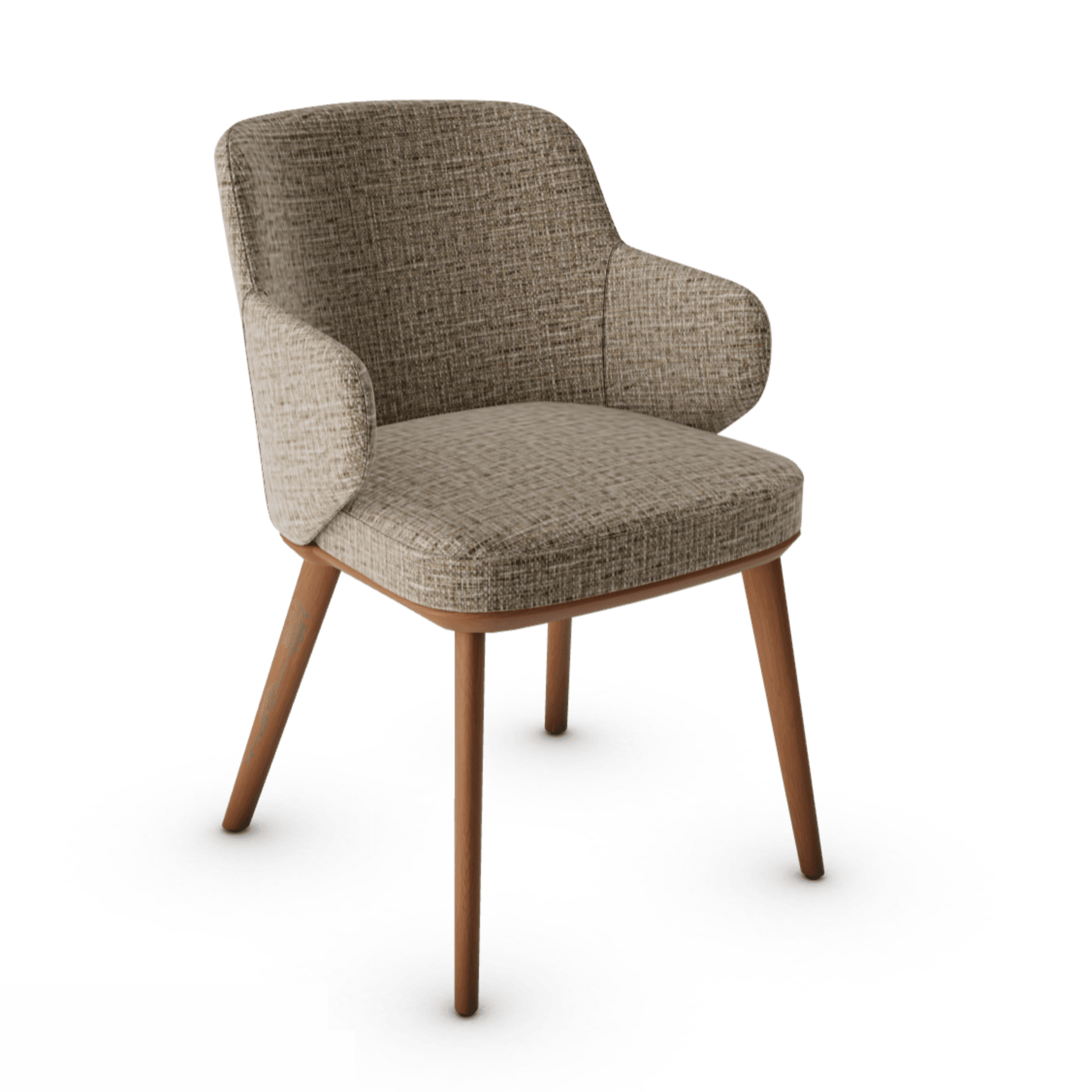 Krzesło z podłokietnikami FOYER melanż beżowy z drewnianą podstawą Calligaris drewniana orzech włoski Eye on Design