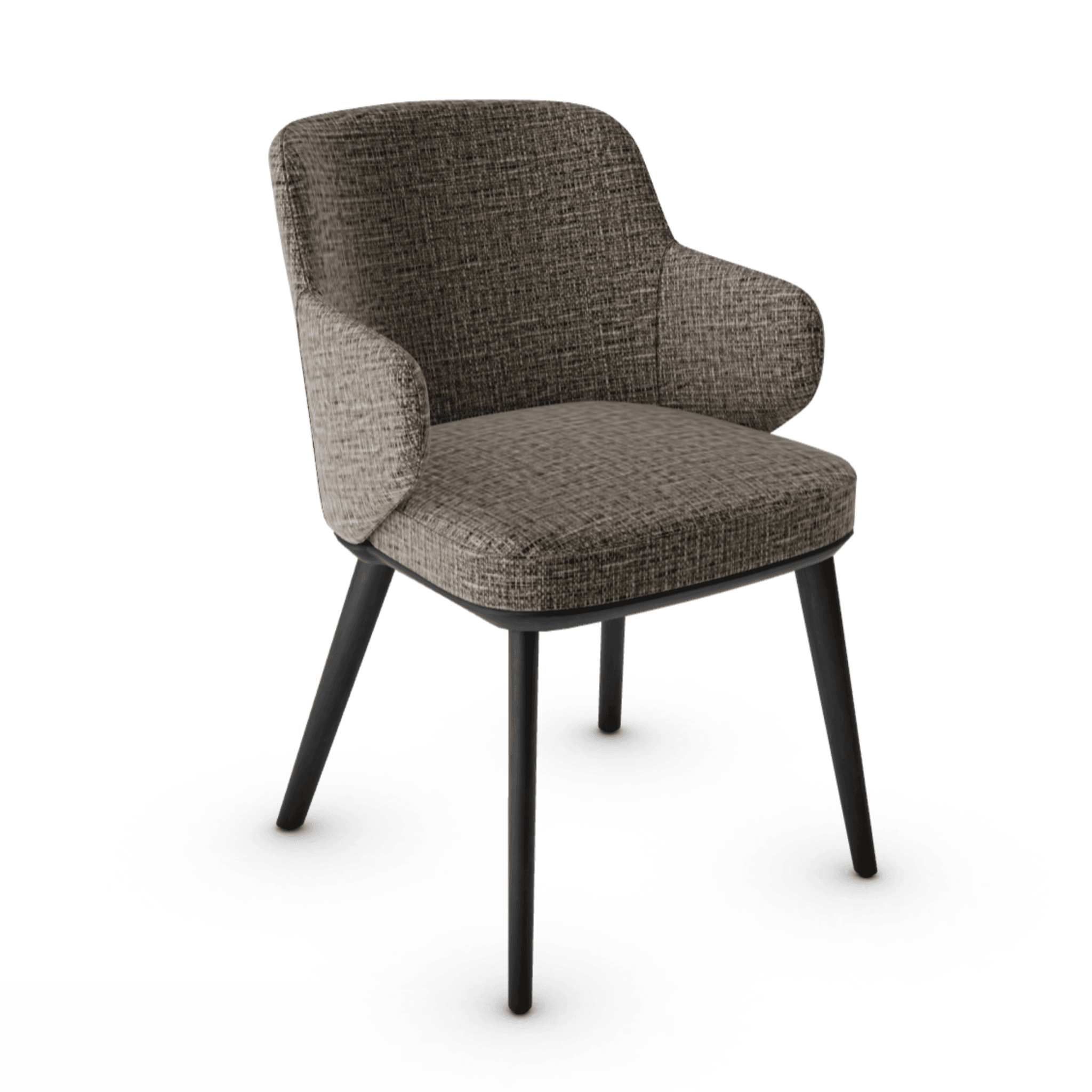 Krzesło z podłokietnikami FOYER melanż szary z drewnianą podstawą Calligaris drewniana matowa czerń Eye on Design