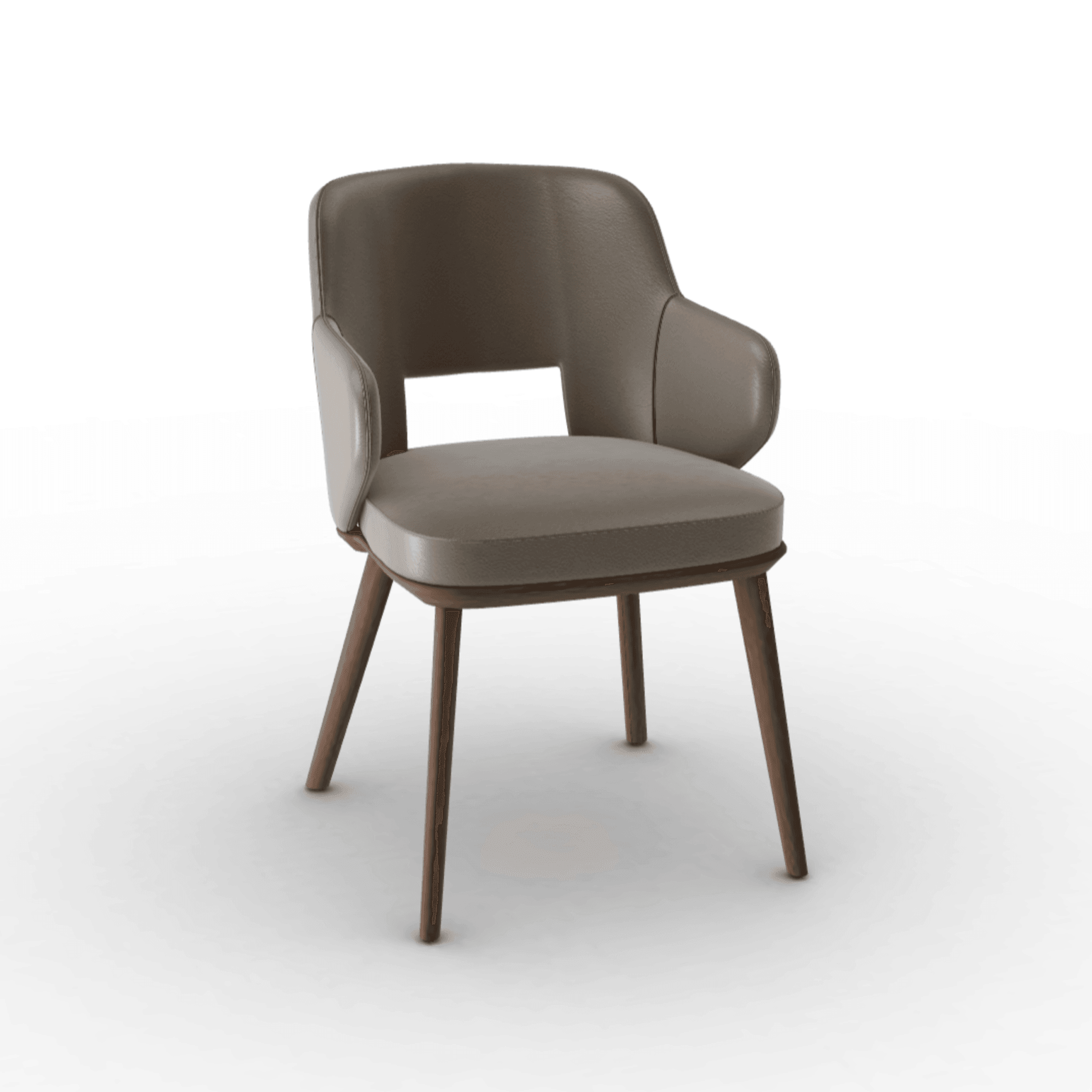 Krzesło z podłokietnikami FOYER skóra ciemnoszary z drewnianą podstawą Calligaris ciemnobrązowa Eye on Design