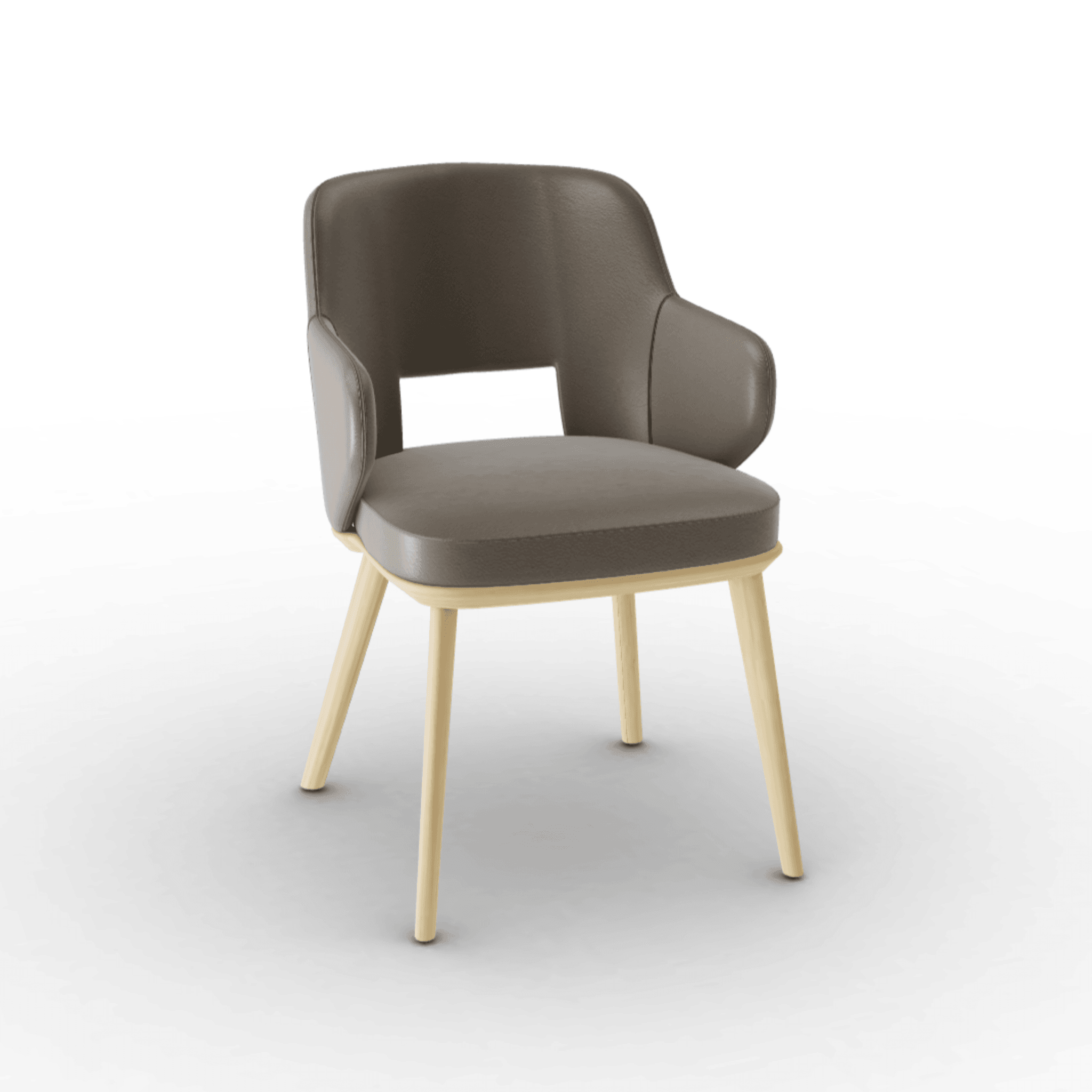 Krzesło z podłokietnikami FOYER skóra ciemnoszary z drewnianą podstawą Calligaris naturalny dąb Eye on Design