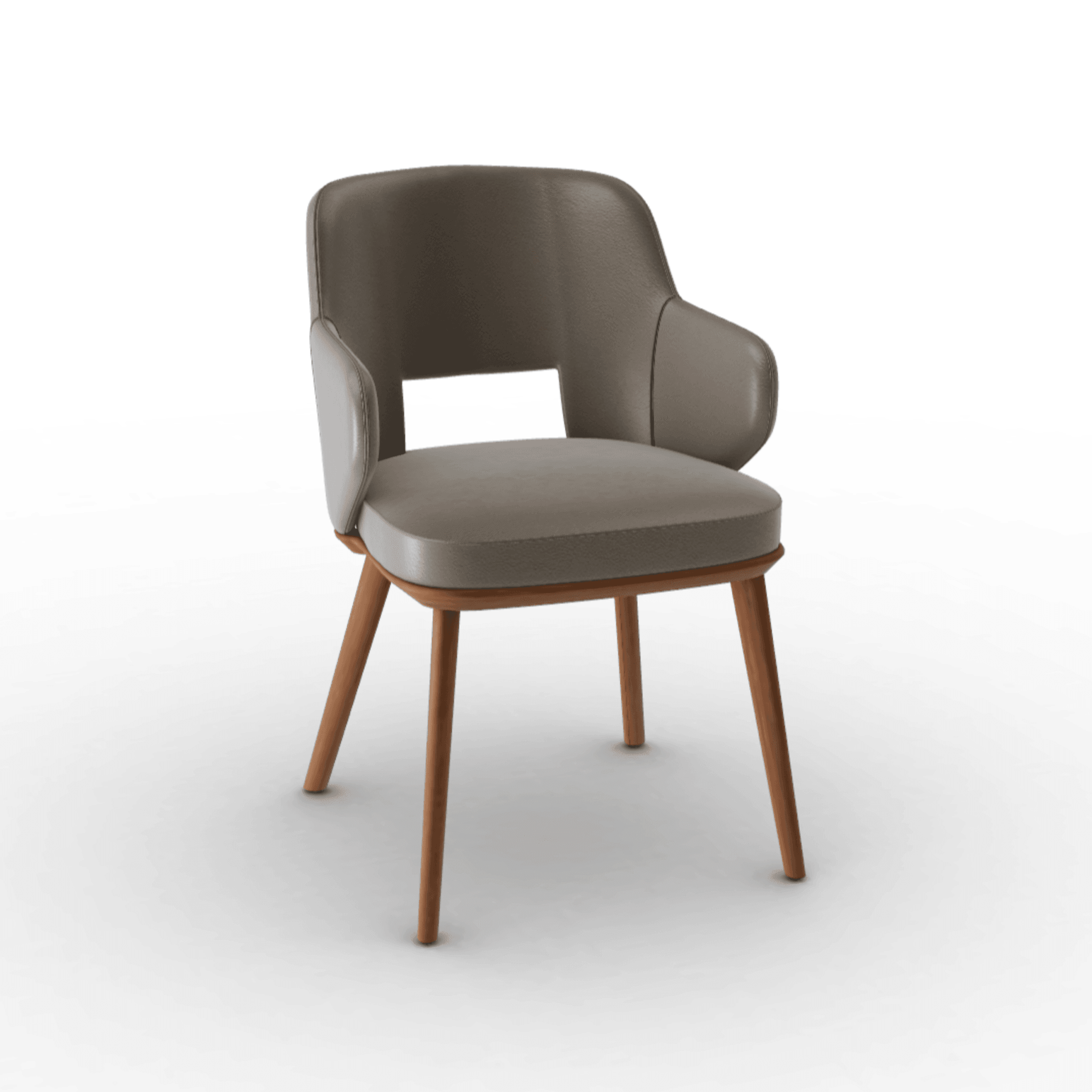 Krzesło z podłokietnikami FOYER skóra ciemnoszary z drewnianą podstawą Calligaris orzech włoski Eye on Design