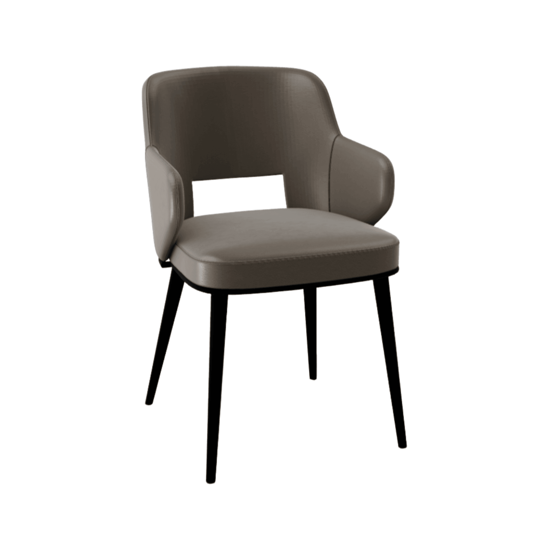 Krzesło z podłokietnikami FOYER skóra ciemnoszary z metalową podstawą Calligaris matowa czerń Eye on Design