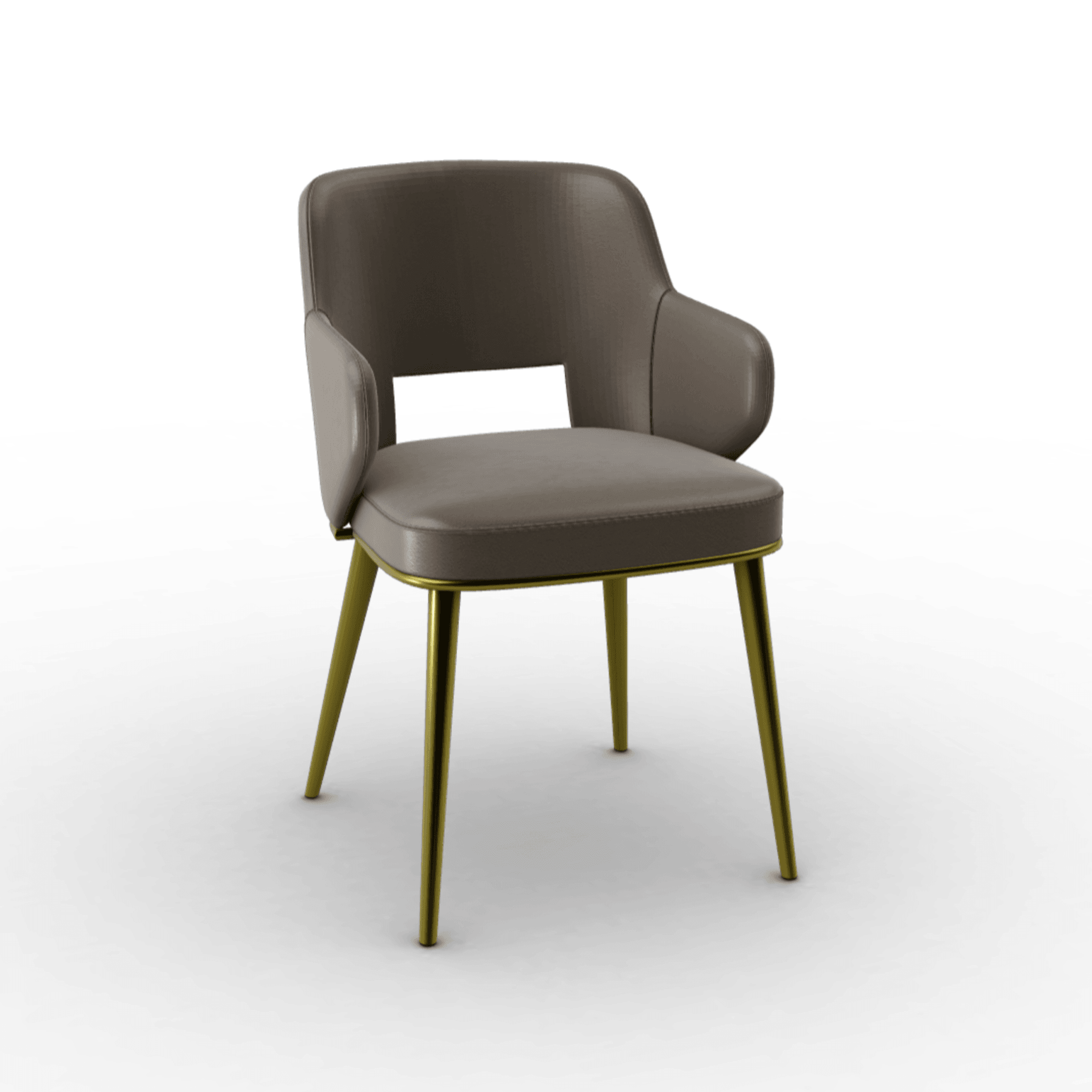 Krzesło z podłokietnikami FOYER skóra ciemnoszary z metalową podstawą Calligaris matowy mosiądz Eye on Design