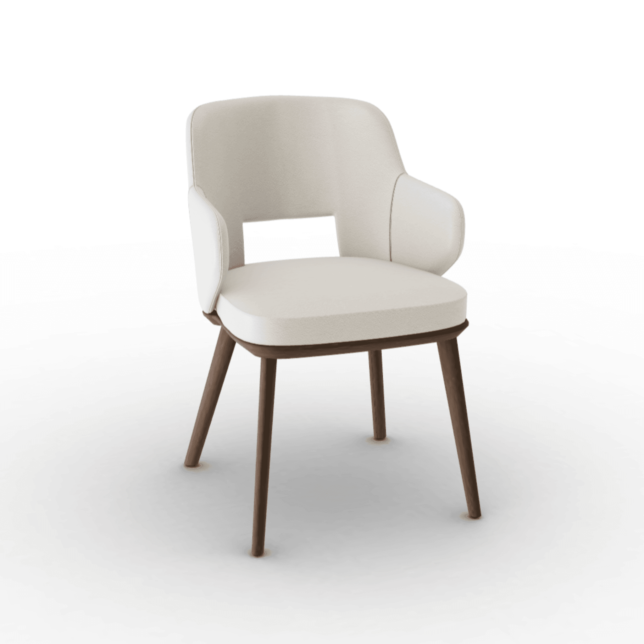 Krzesło z podłokietnikami FOYER skóra kremowy z drewnianą podstawą Calligaris ciemnobrązowa Eye on Design