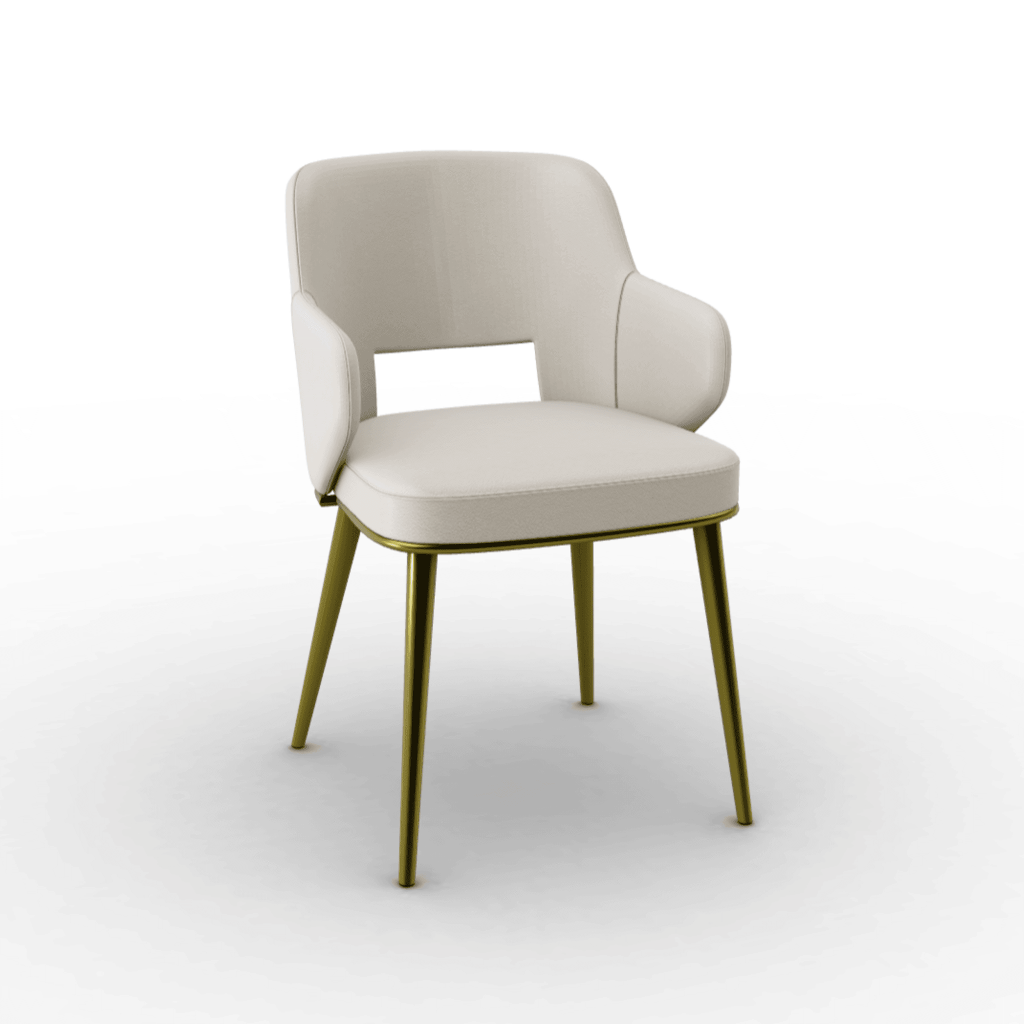 Krzesło z podłokietnikami FOYER skóra kremowy z metalową podstawą Calligaris matowy mosiądz Eye on Design