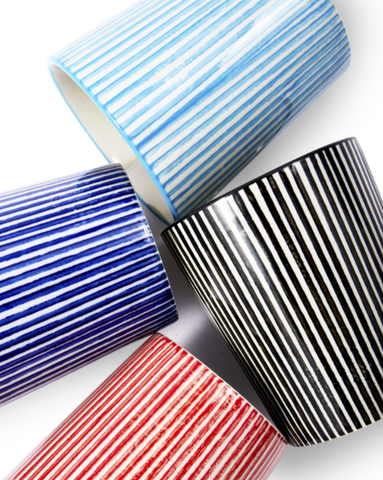 MARINE STRIPED coffee mug set colorful stoneware
