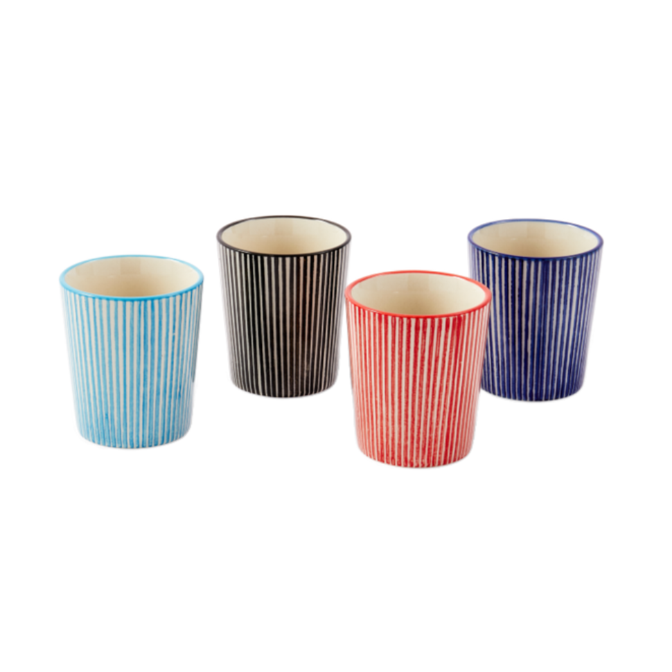 MARINE STRIPED coffee mug set colorful stoneware