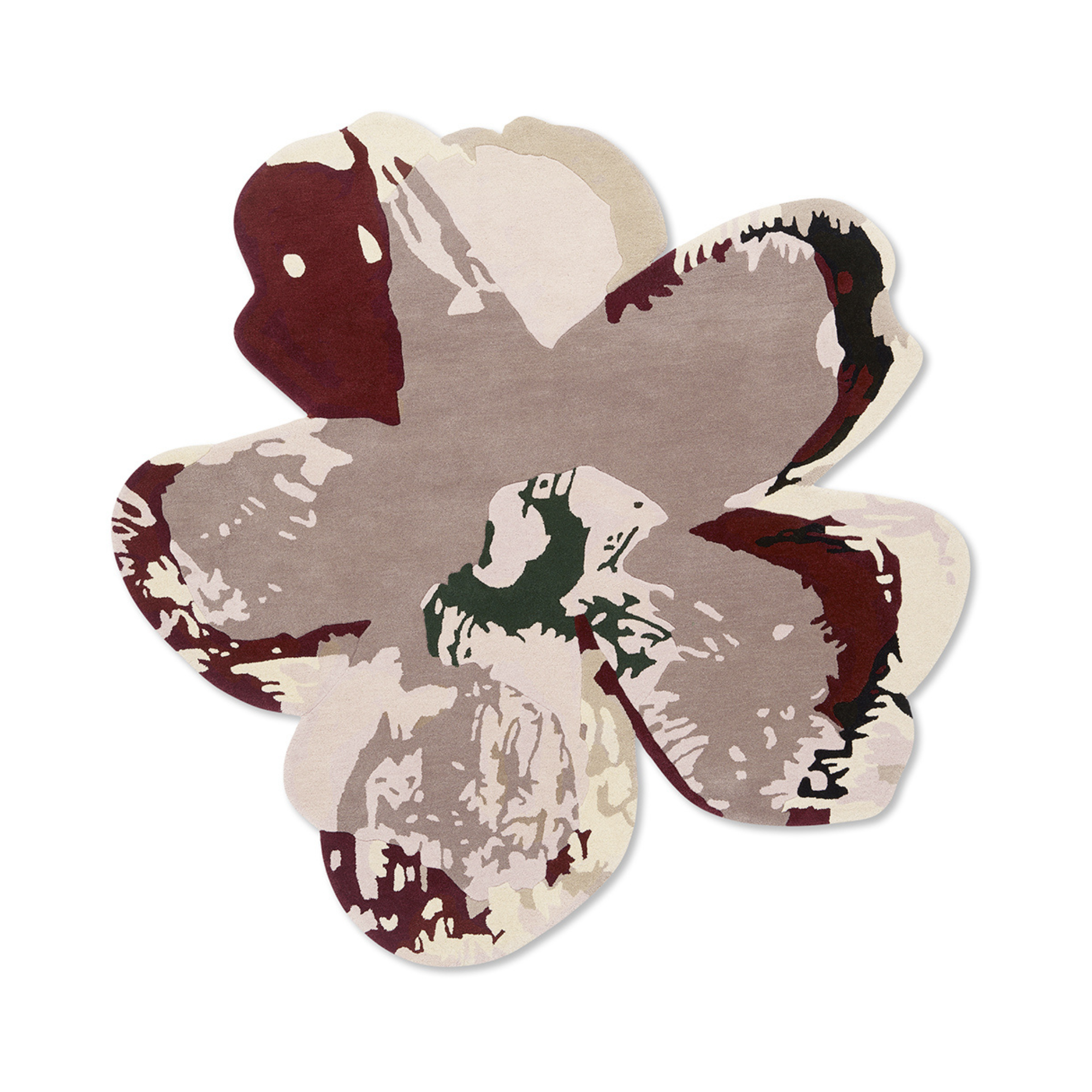 Dekorativer Teppich SHAPED MAGNOLIA LIGHT bordo-beige