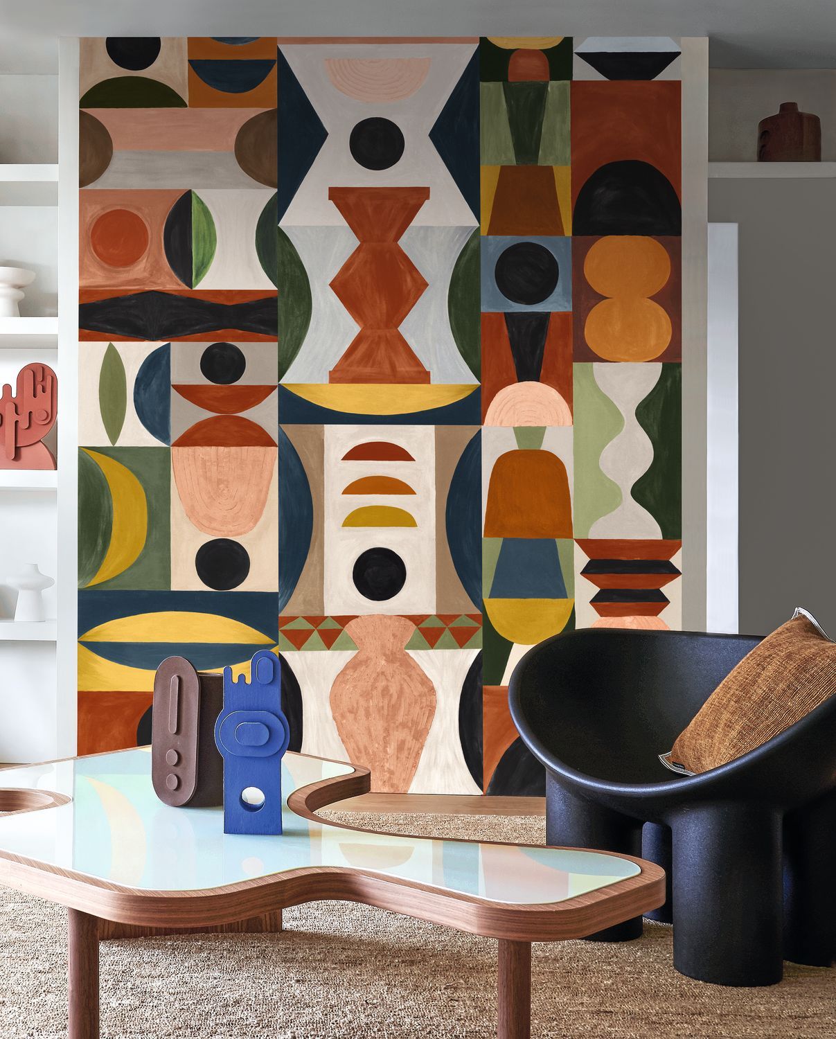 Muurschildering met geometrisch patroon MODELAGE - MULTICO meerkleurig