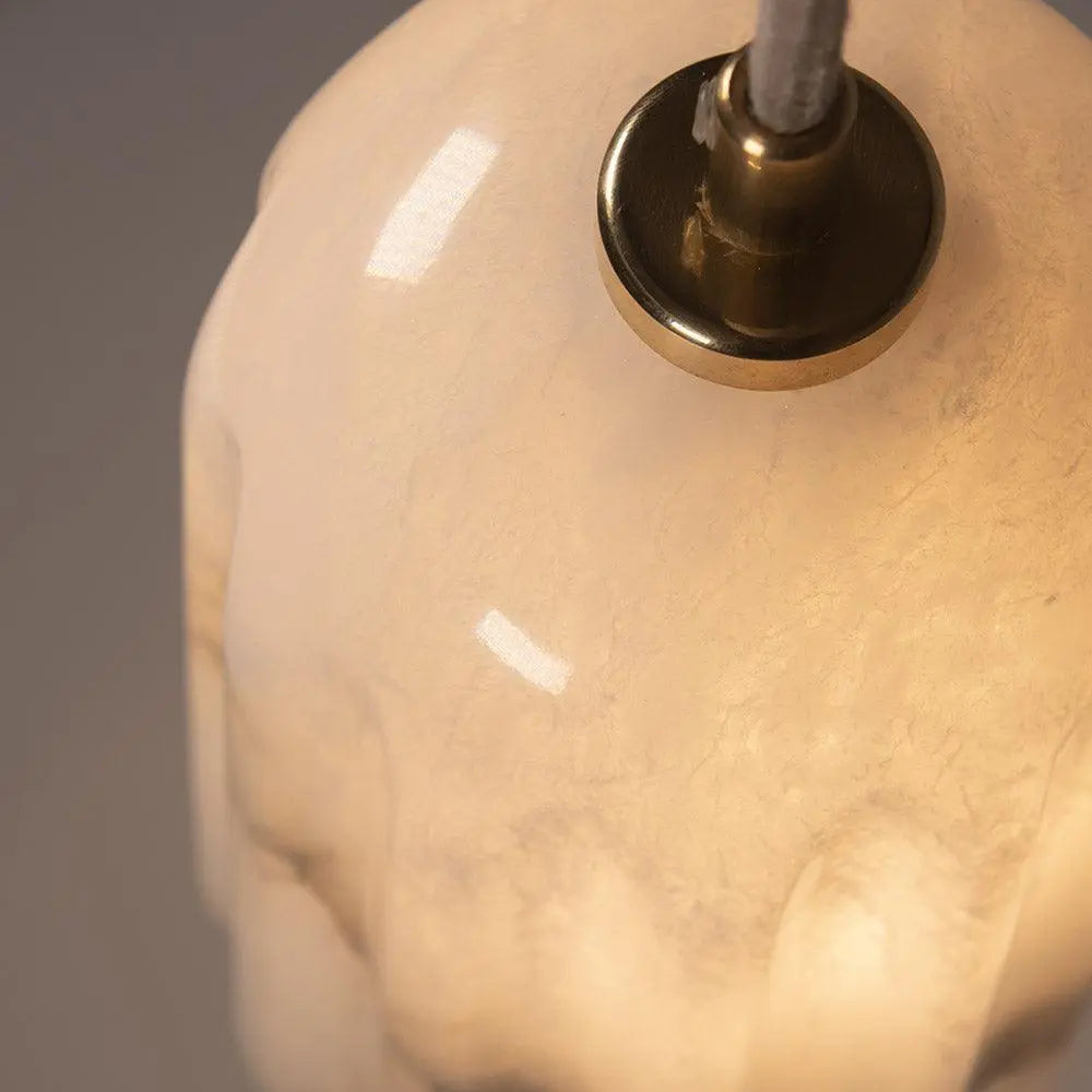 Lampa alabastrowa wisząca URANIA nikiel – styl minimalistyczny