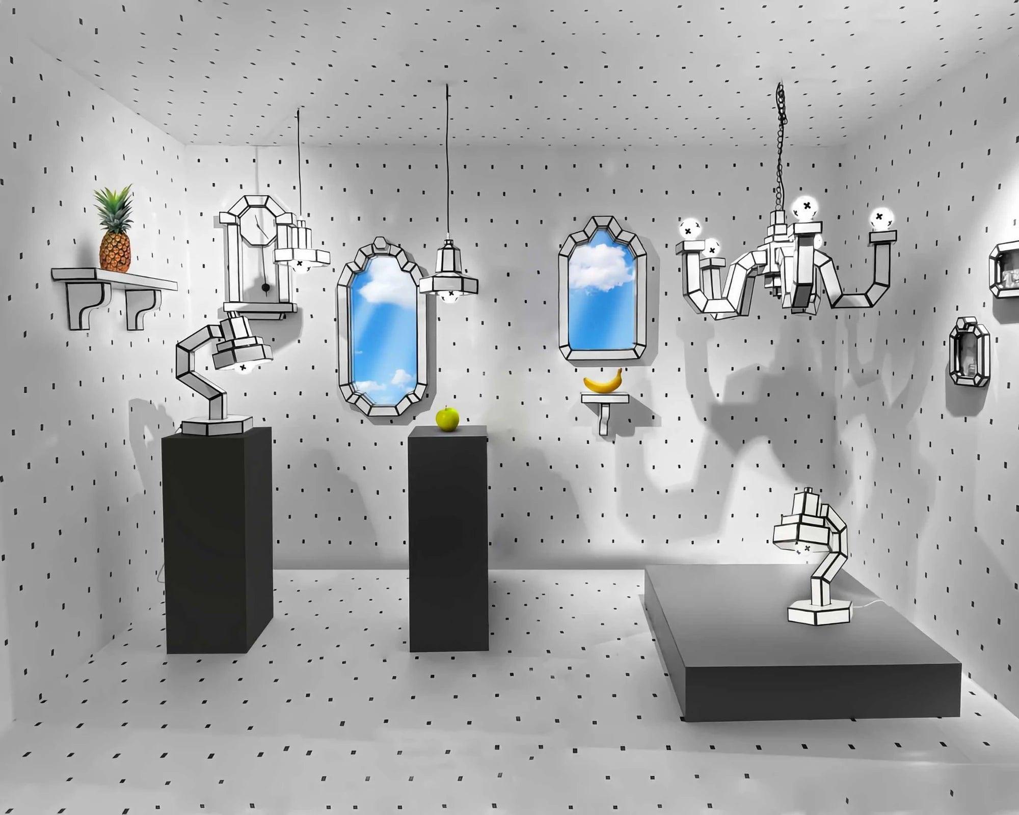 Lampa biurkowa CUT 'N PASTE biały z czarną obramówką Seletti Eye on Design