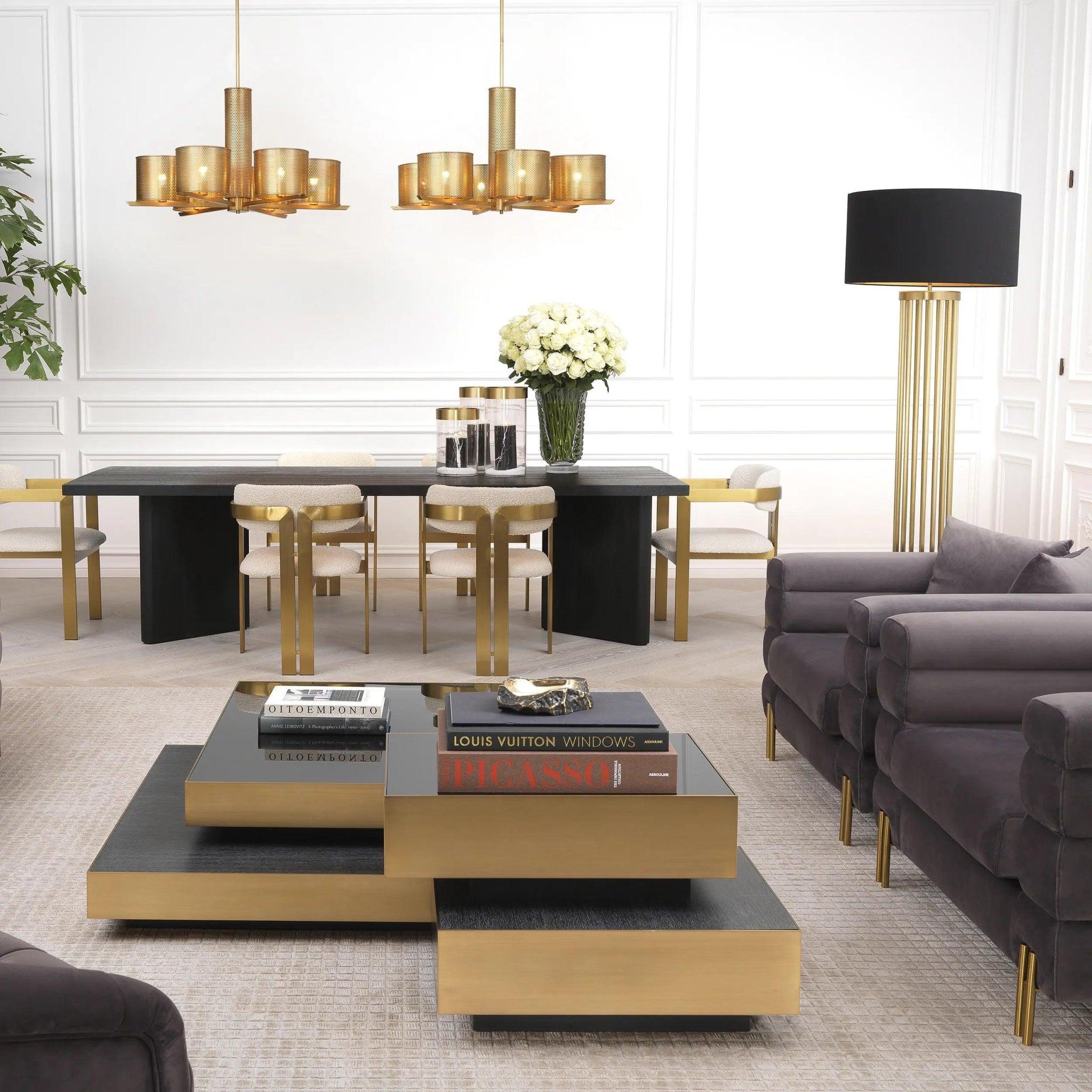 Lampa podłogowa CONDO mosiężny z czarnym kloszem Eichholtz Eye on Design