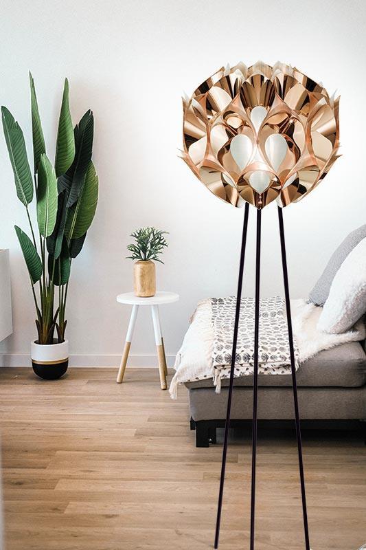Lampa stojąca FLORA miedziany – metal