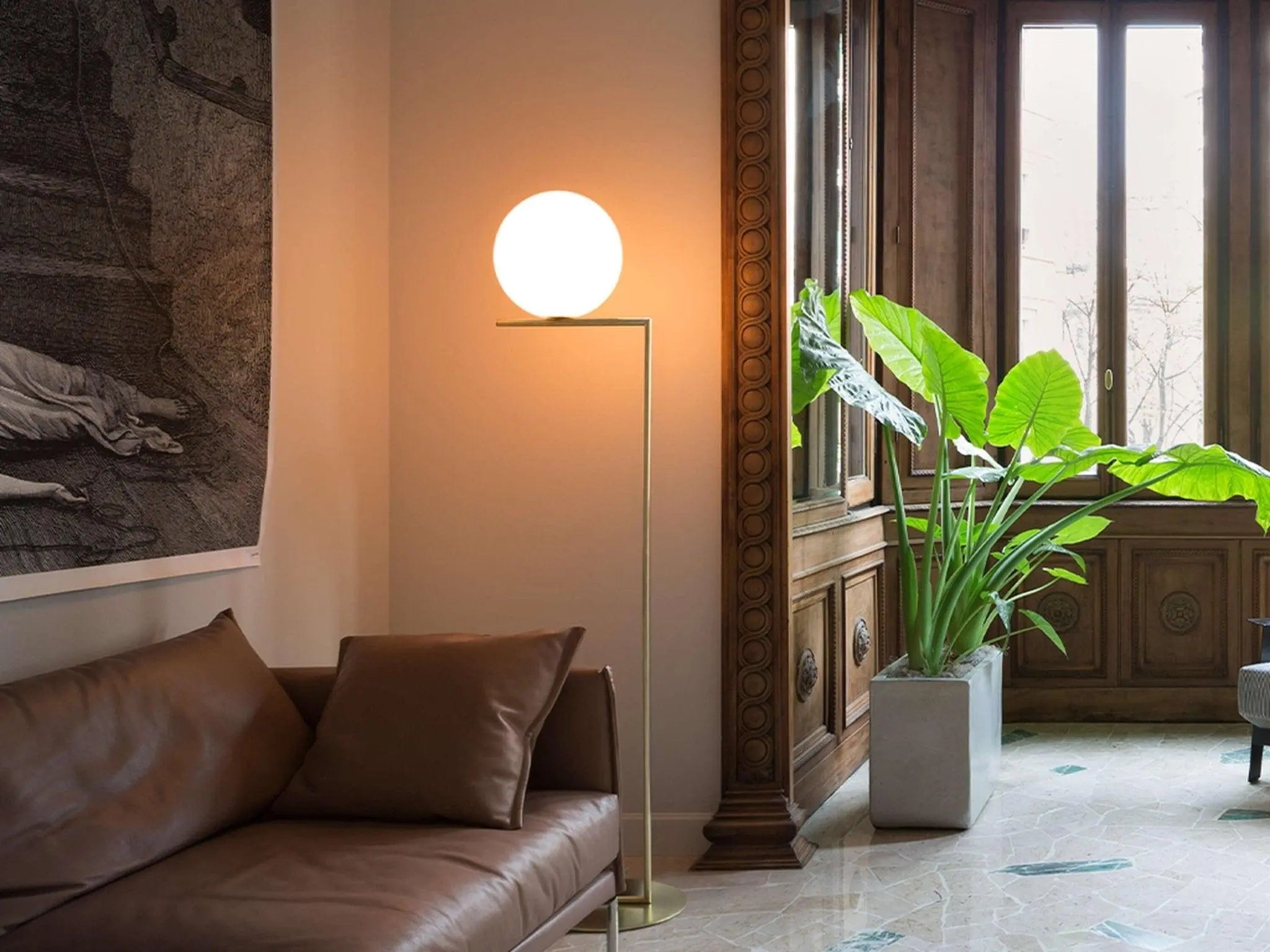 Lampa podłogowa IC LIGHTS mosiężny – mosiądz i szkło