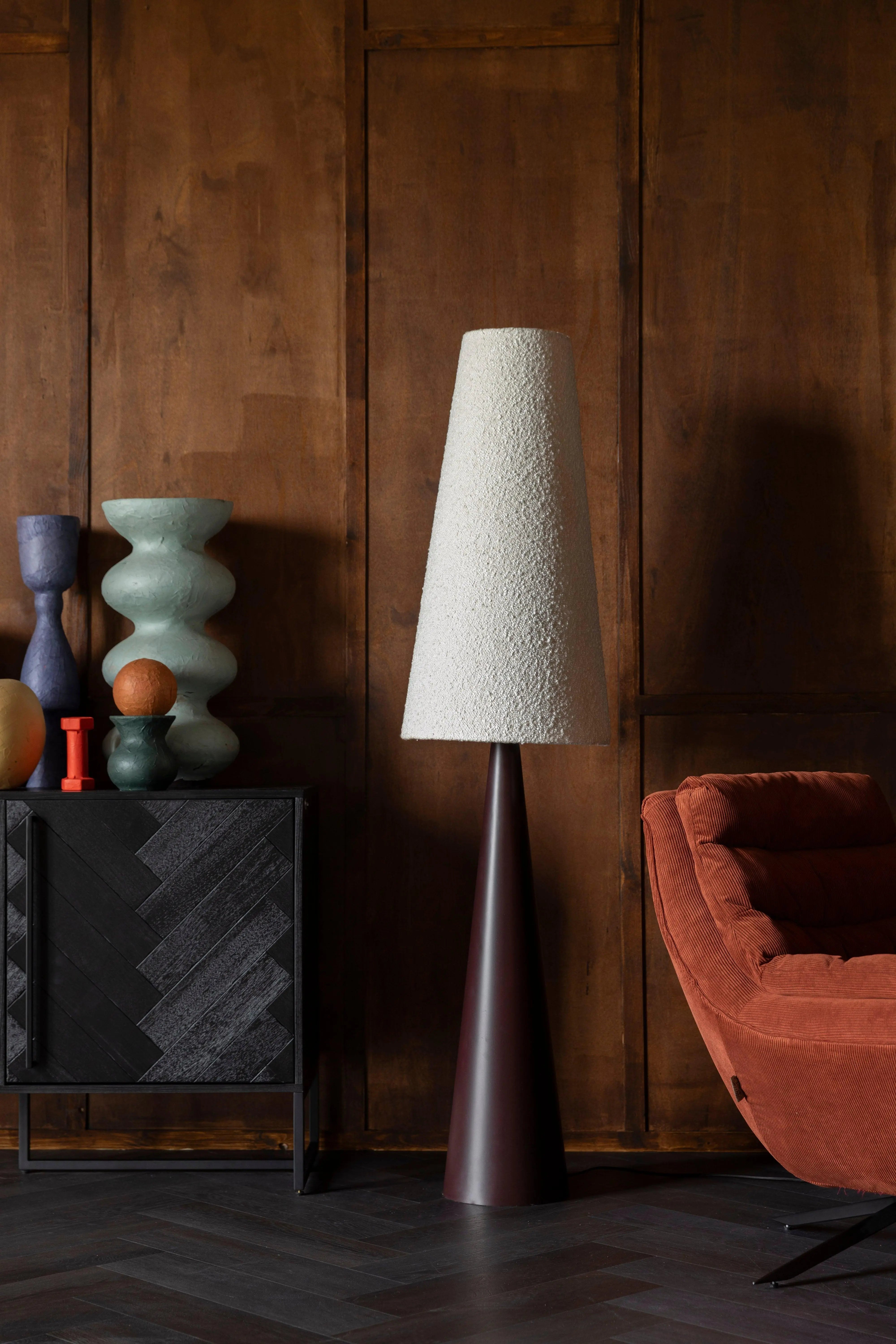 Lampa podłogowa MIKI biały boucle, marka Dutchbone
