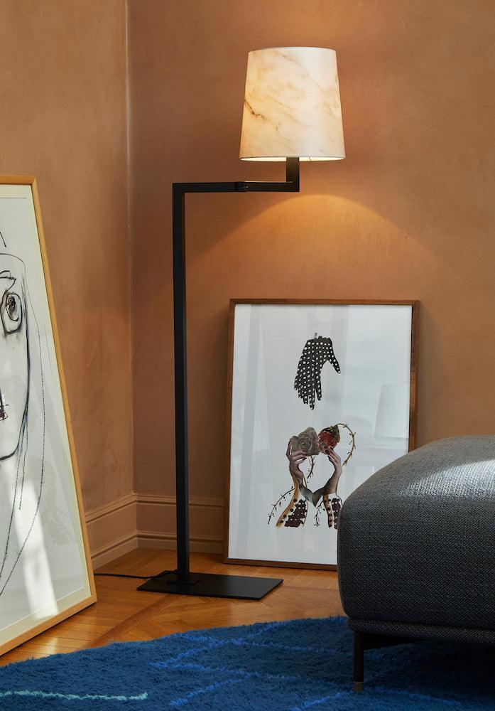 Lampa podłogowa TONDA LISEUSE satynowy brąz z białym kloszem Contardi Eye on Design