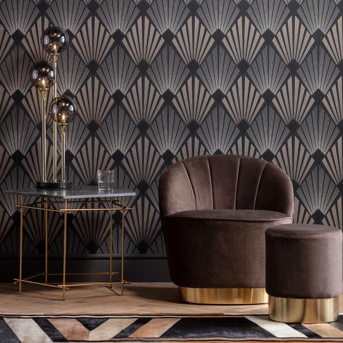 Lampa stołowa AL CAPONE złoty z przydymionym szkłem - Eye on Design