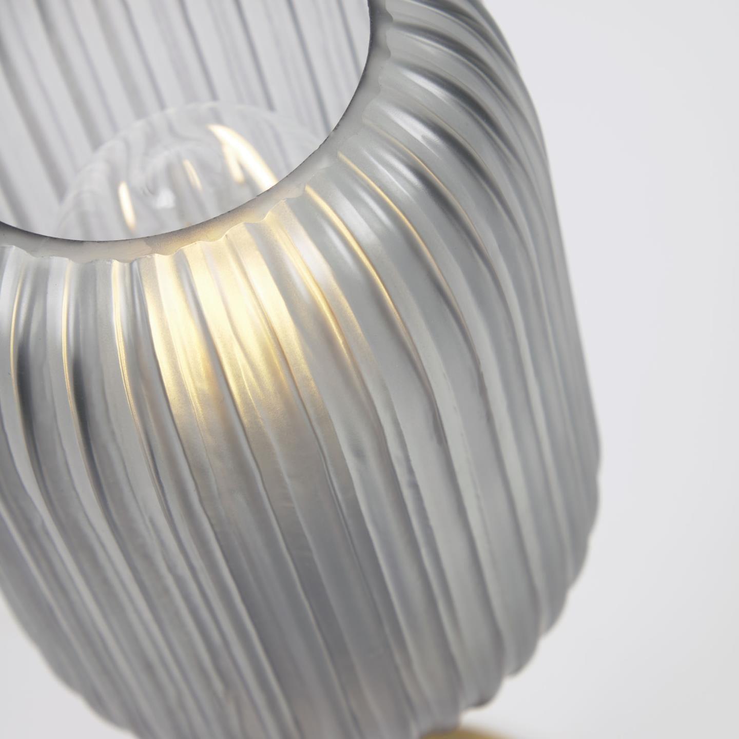 Lampa stołowa HESTIA mosiądz z szarym szkłem La Forma Eye on Design