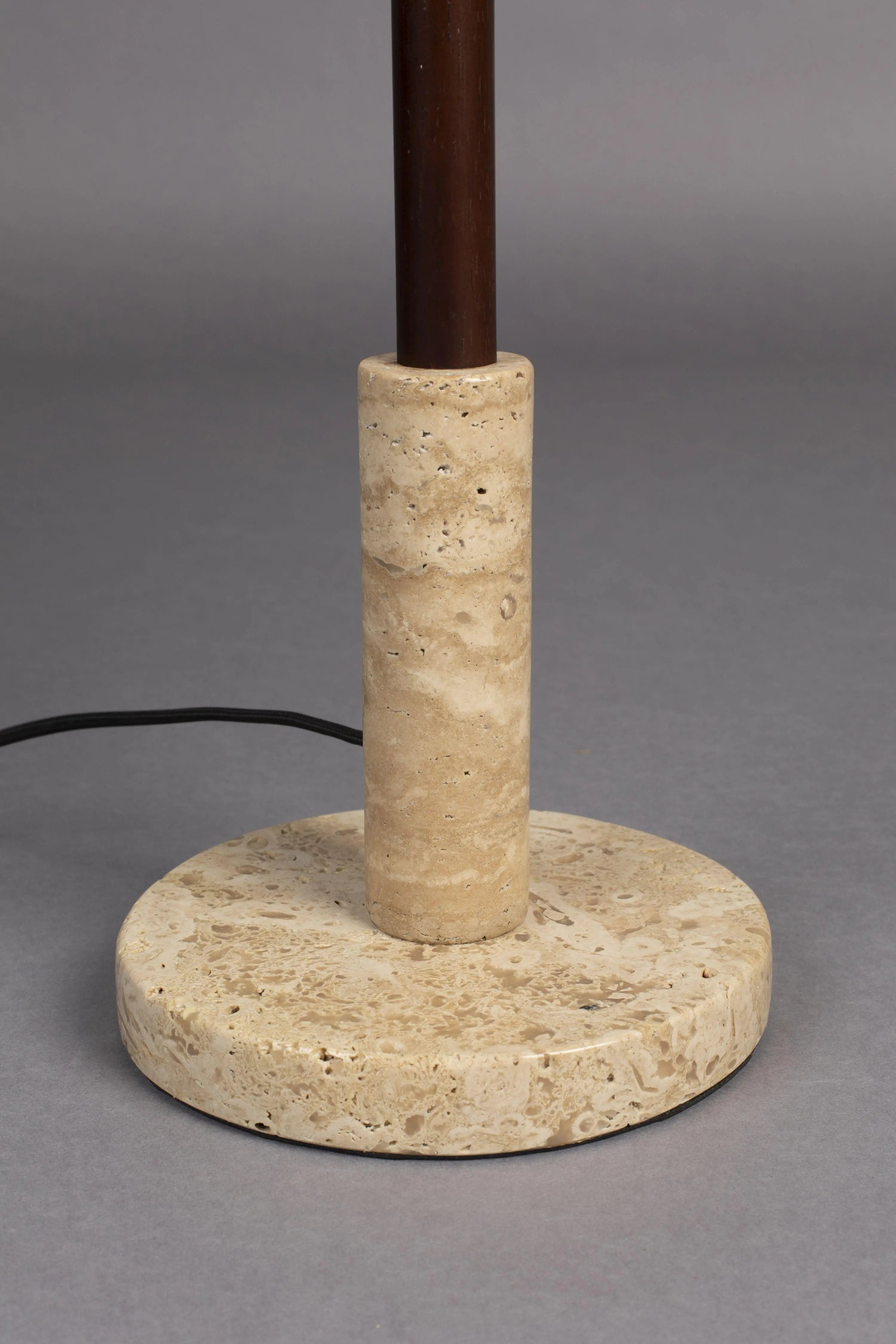 Lampa stołowa JACKON trawertyn – drewno orzechowe
