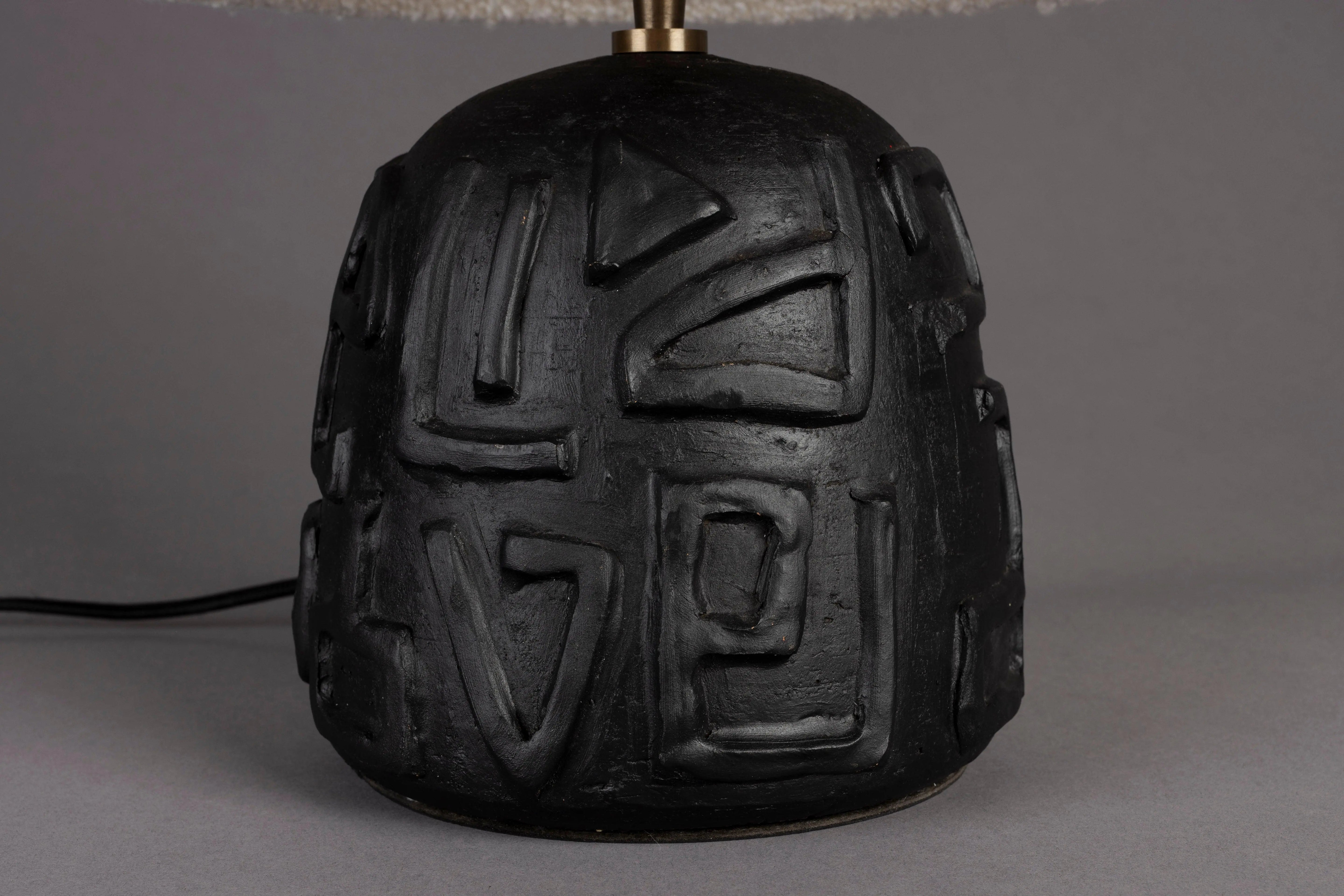 Lampa stołowa RENZO biały boucle – tkanina bouclé, Dutchbone