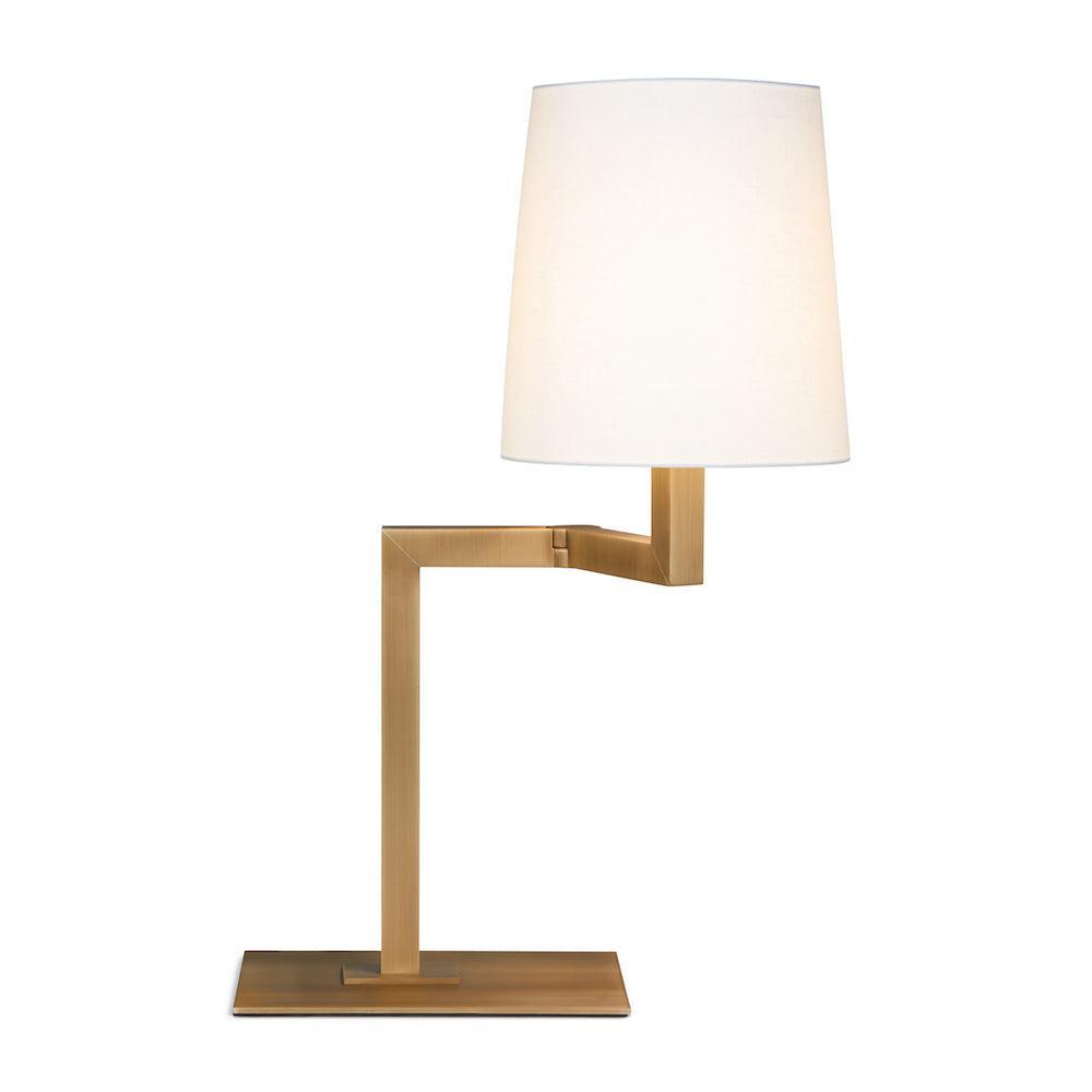 Lampa stołowa TONDA DESK satynowy brąz Contardi biała bawełna bez opcji ściemniania Eye on Design
