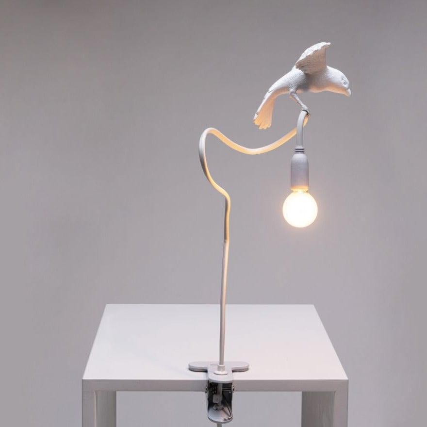 Lampa stołowa z zaciskiem SPARROW CRUISING biały – styl minimalistyczny