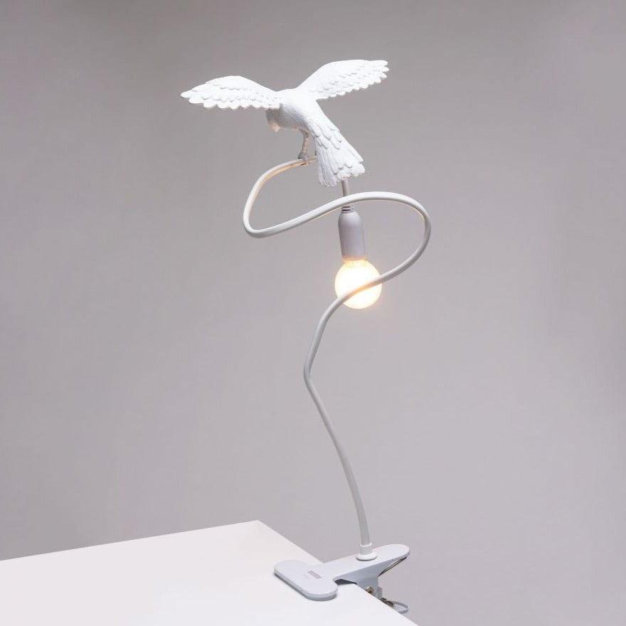 Lampa stołowa z zaciskiem SPARROW CRUISING biały – styl minimalistyczny