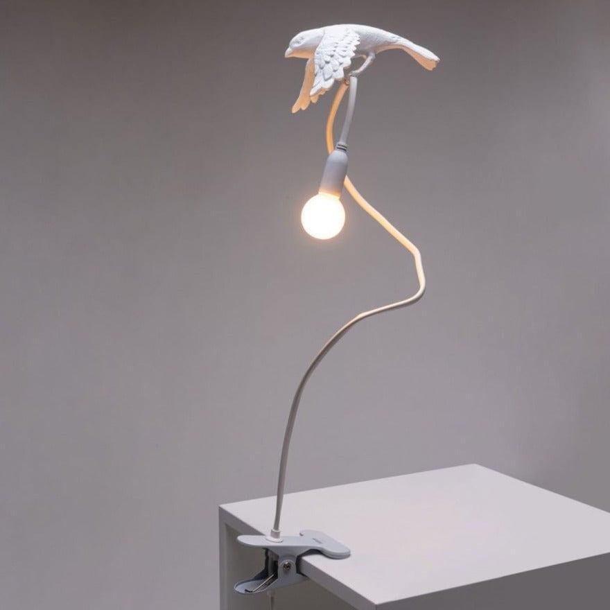 Lampa stołowa z zaciskiem SPARROW TAKING OFF biały Seletti Eye on Design