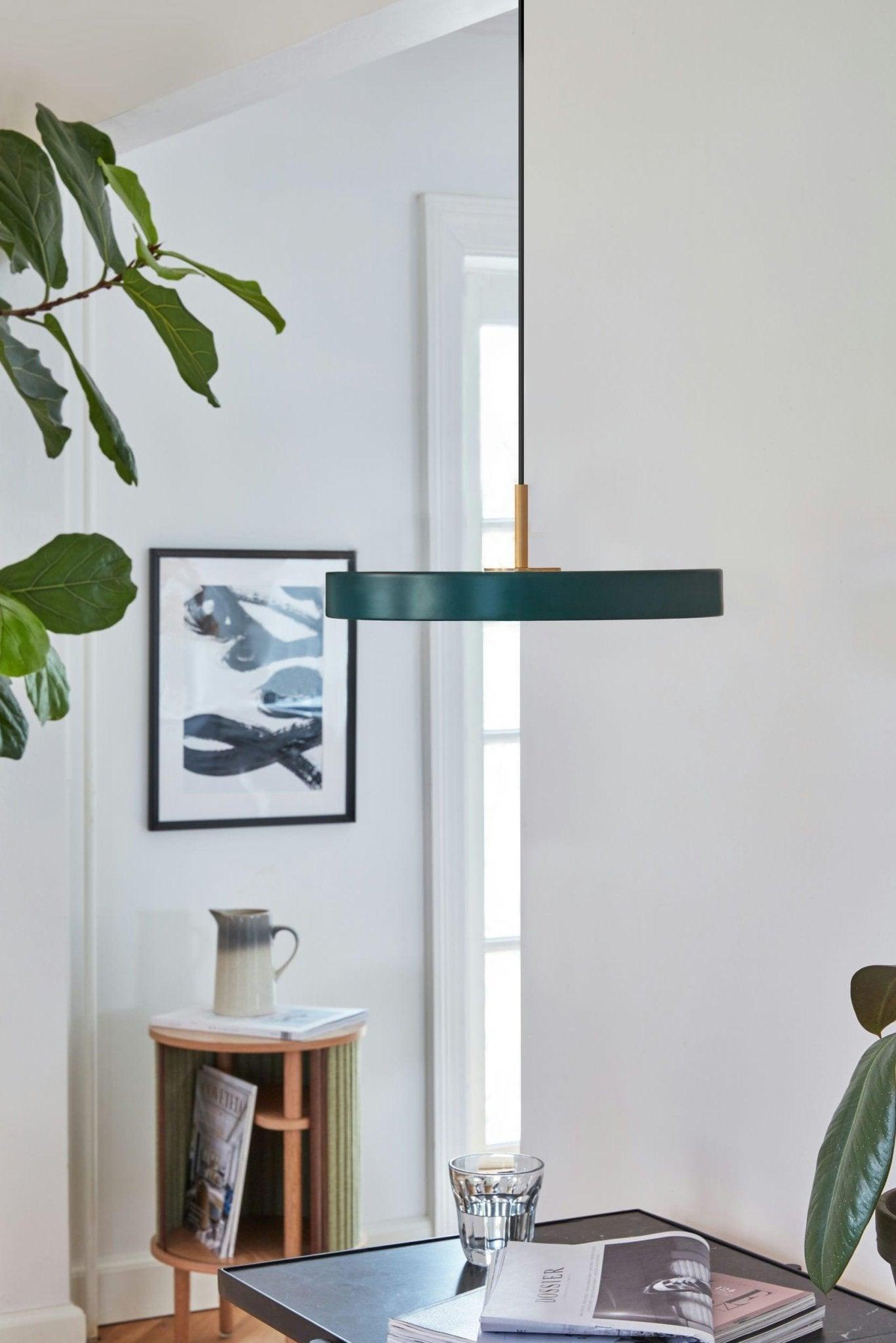 Lampa wisząca ASTERIA butelkowa zieleń – mosiądz
