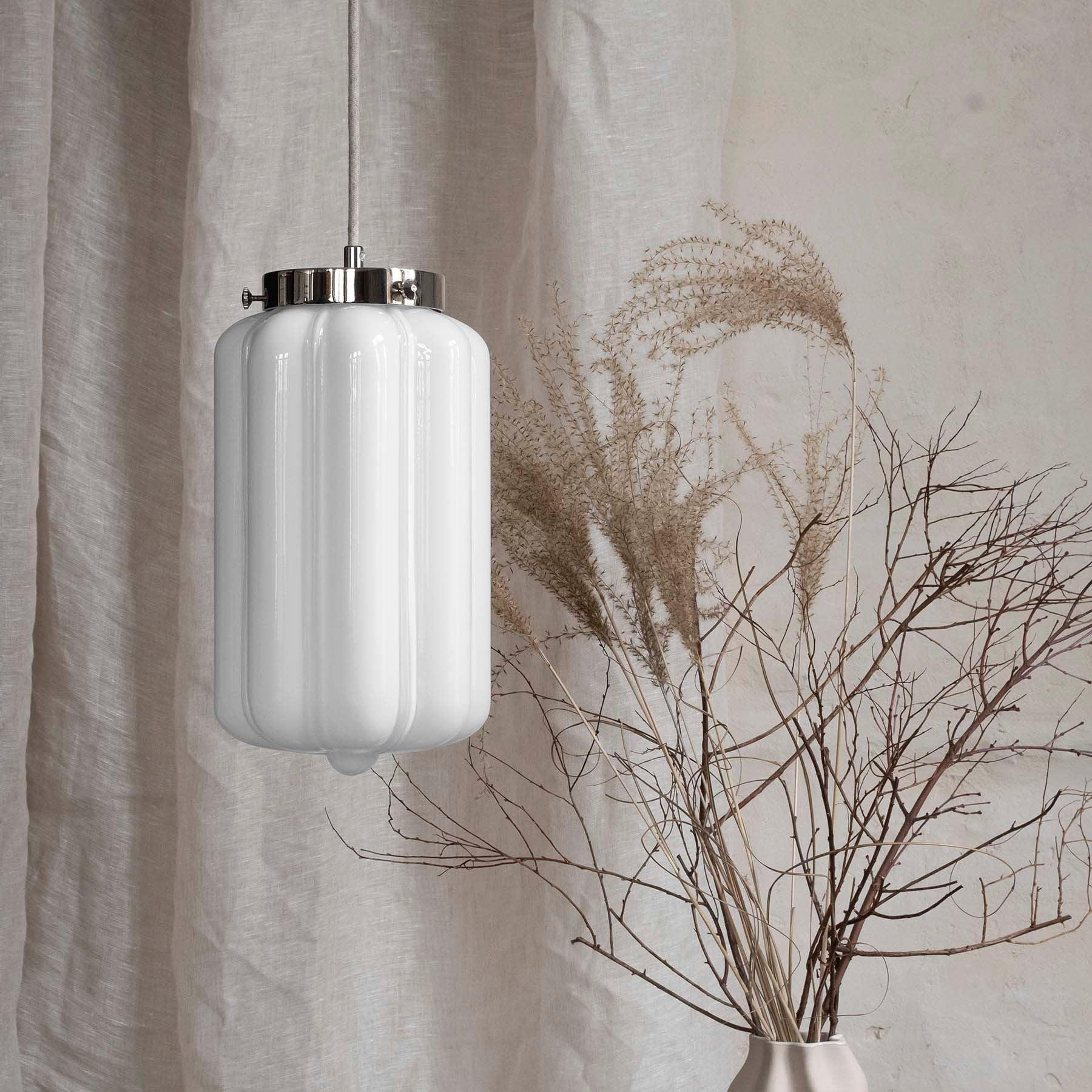 Lampa wisząca DECO nikiel – szkło
