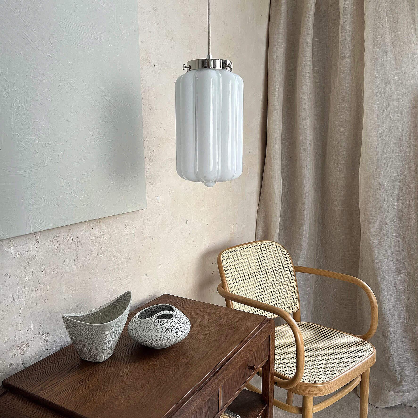 Lampa wisząca DECO nikiel – szkło, Embassy Interiors