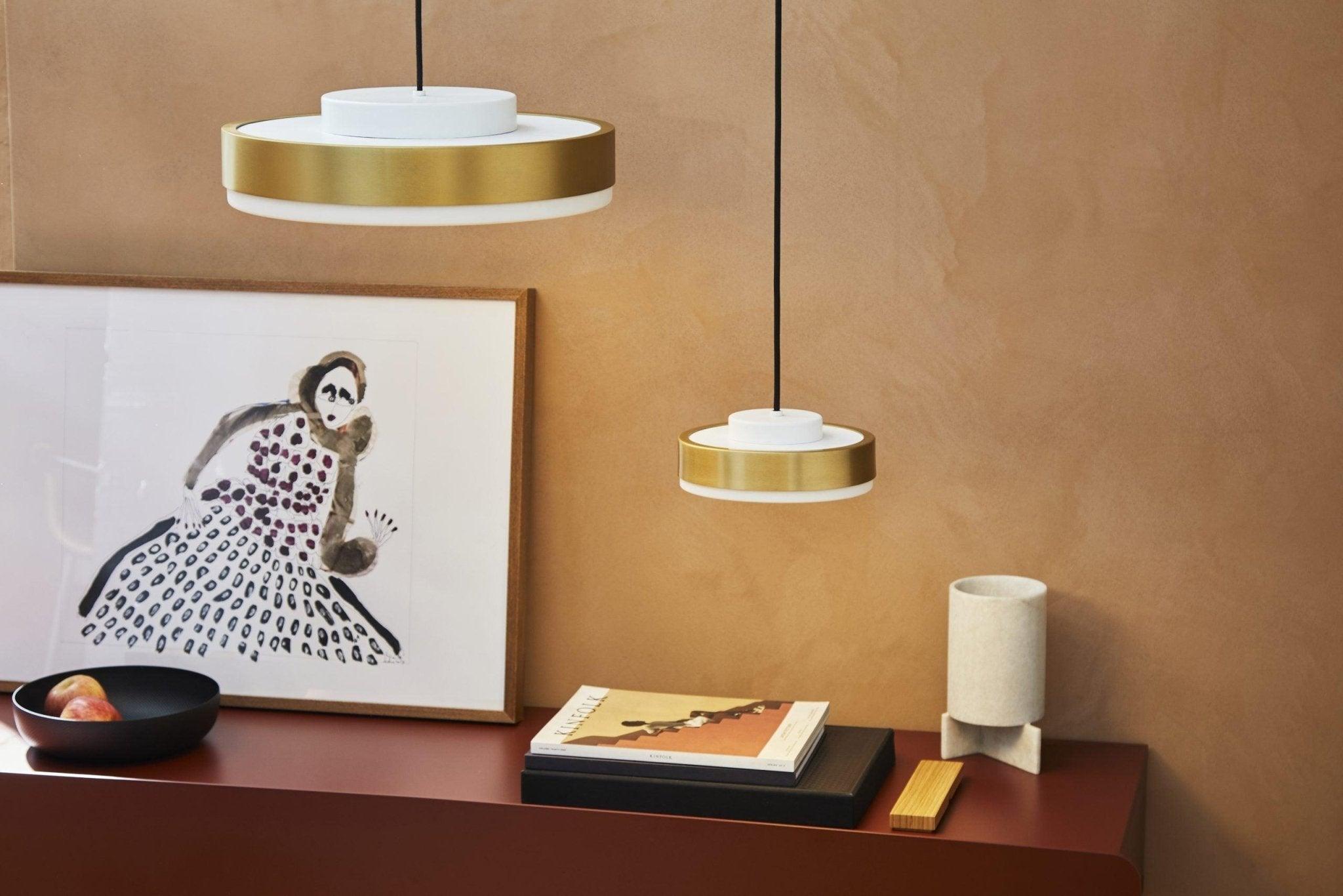 Lampa wisząca DISCUS biały z mosiężnym wykończeniem Contardi Eye on Design