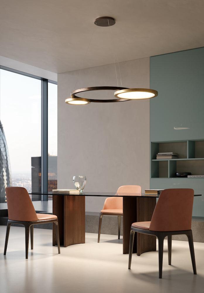 Lampa wisząca ECLISSE brązowy – drewno, Contardi