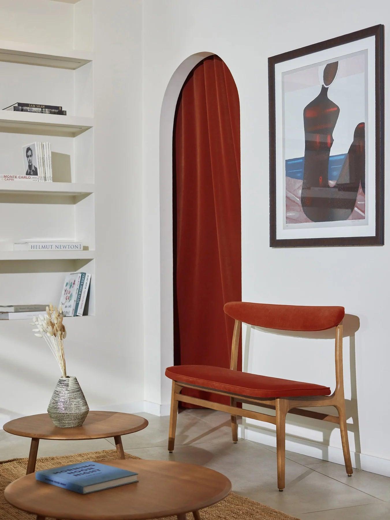Ławka 200-190 żółty w tkaninie Boucle Mustard – jesion, 366 concept