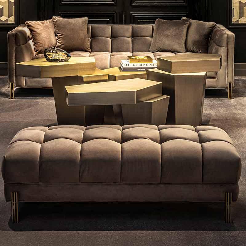 Ławka aksamitna SIENNA jasnoszary Eichholtz Eye on Design