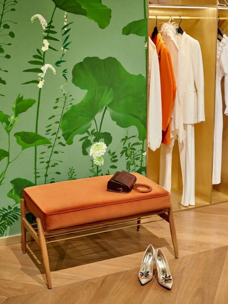 Ławka FOX żółty w tkaninie Shine Velvet Mustard 366 concept Eye on Design