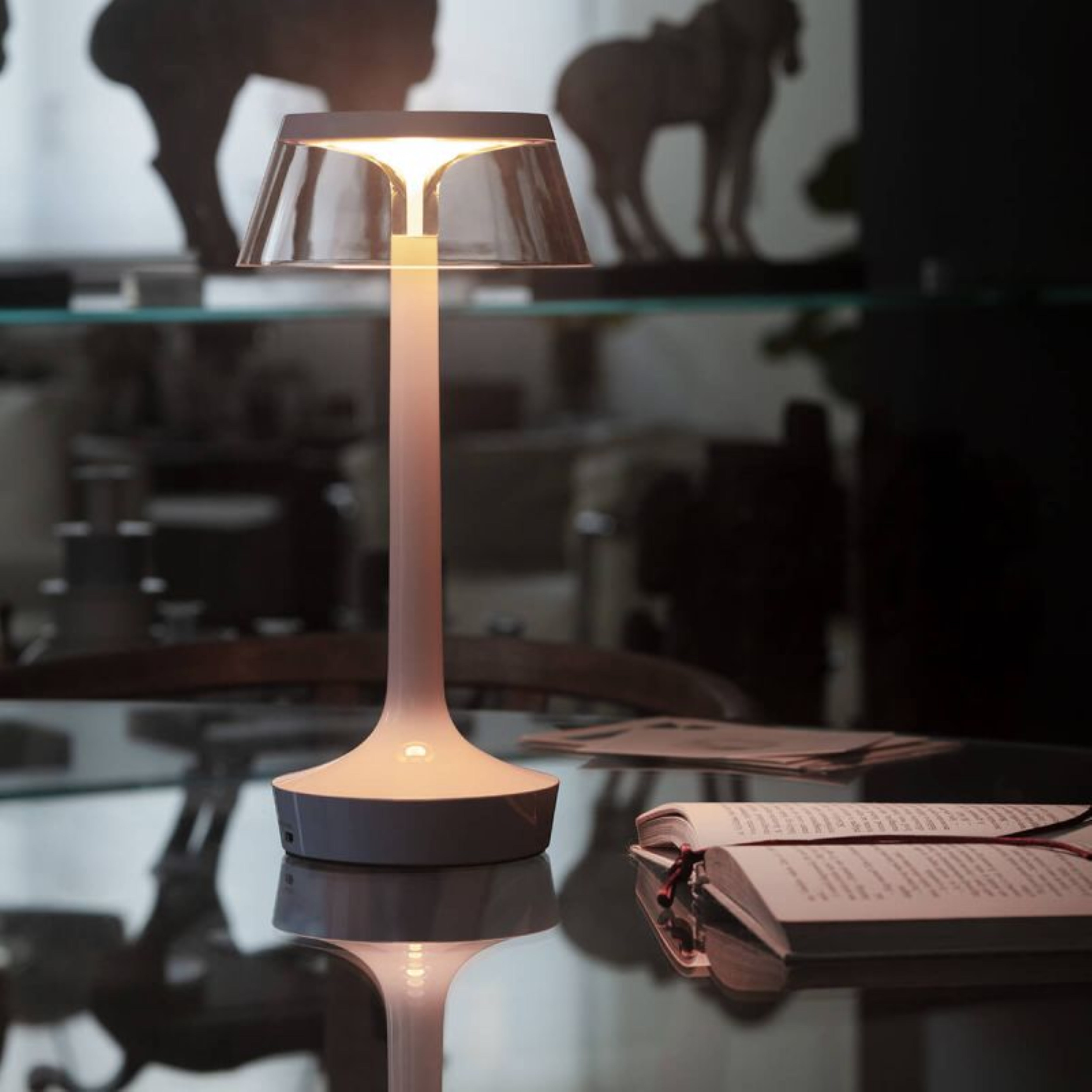 Draagbare lamp BON JOUR UNPLUGGED roze met transparante kap