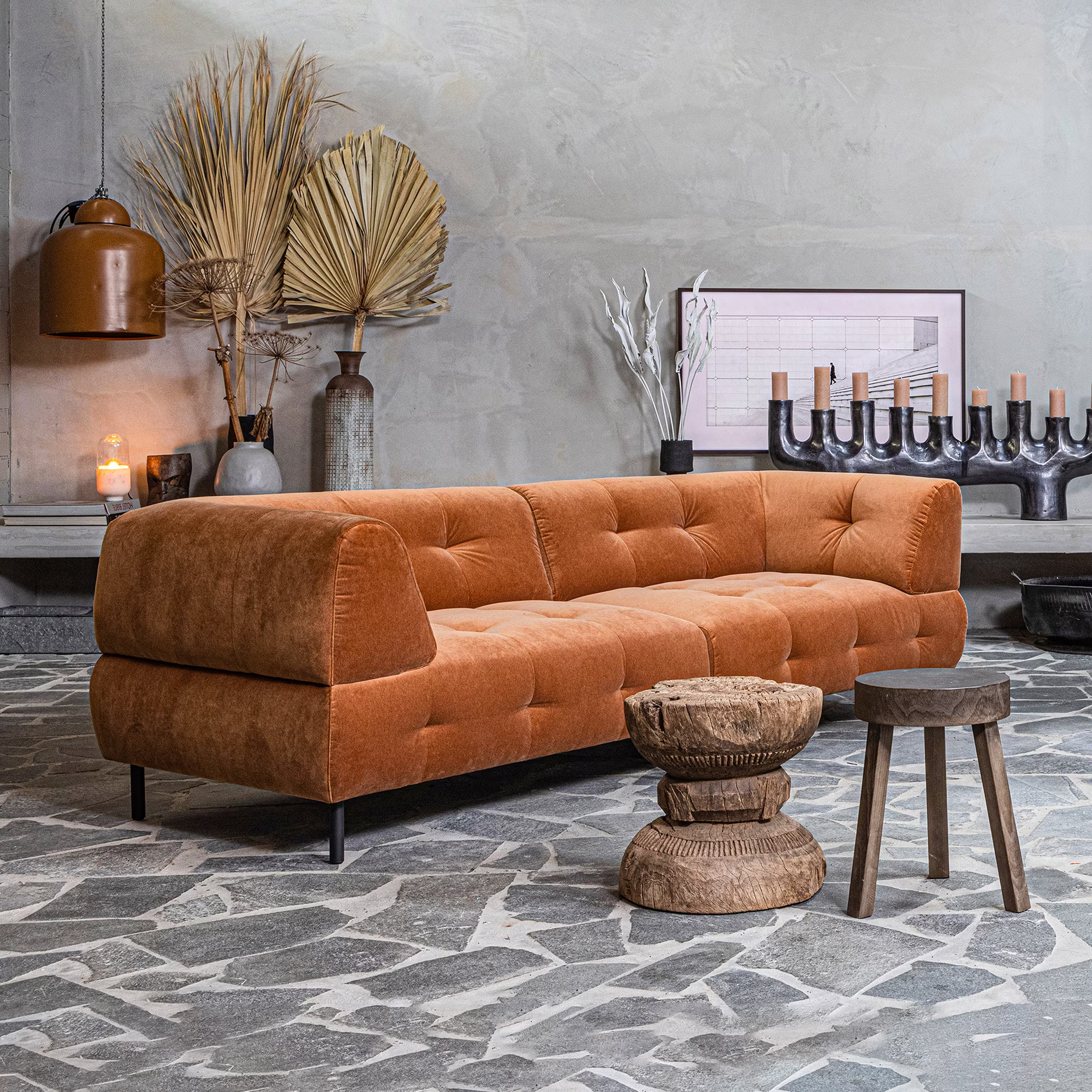 Sofa voor 4 personen LLOYD donkerbruin gemêleerd