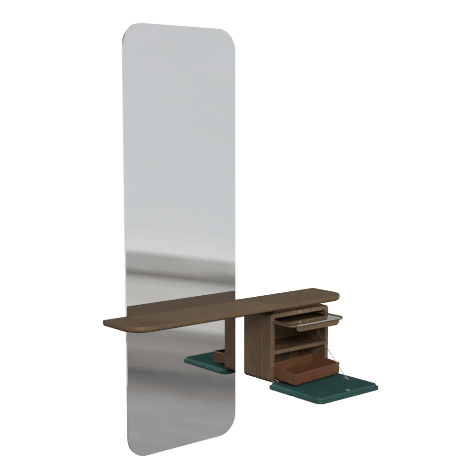 Lustro ONE MORE LOOK butelkowy zielony z ciemnym dębem UMAGE Eye on Design