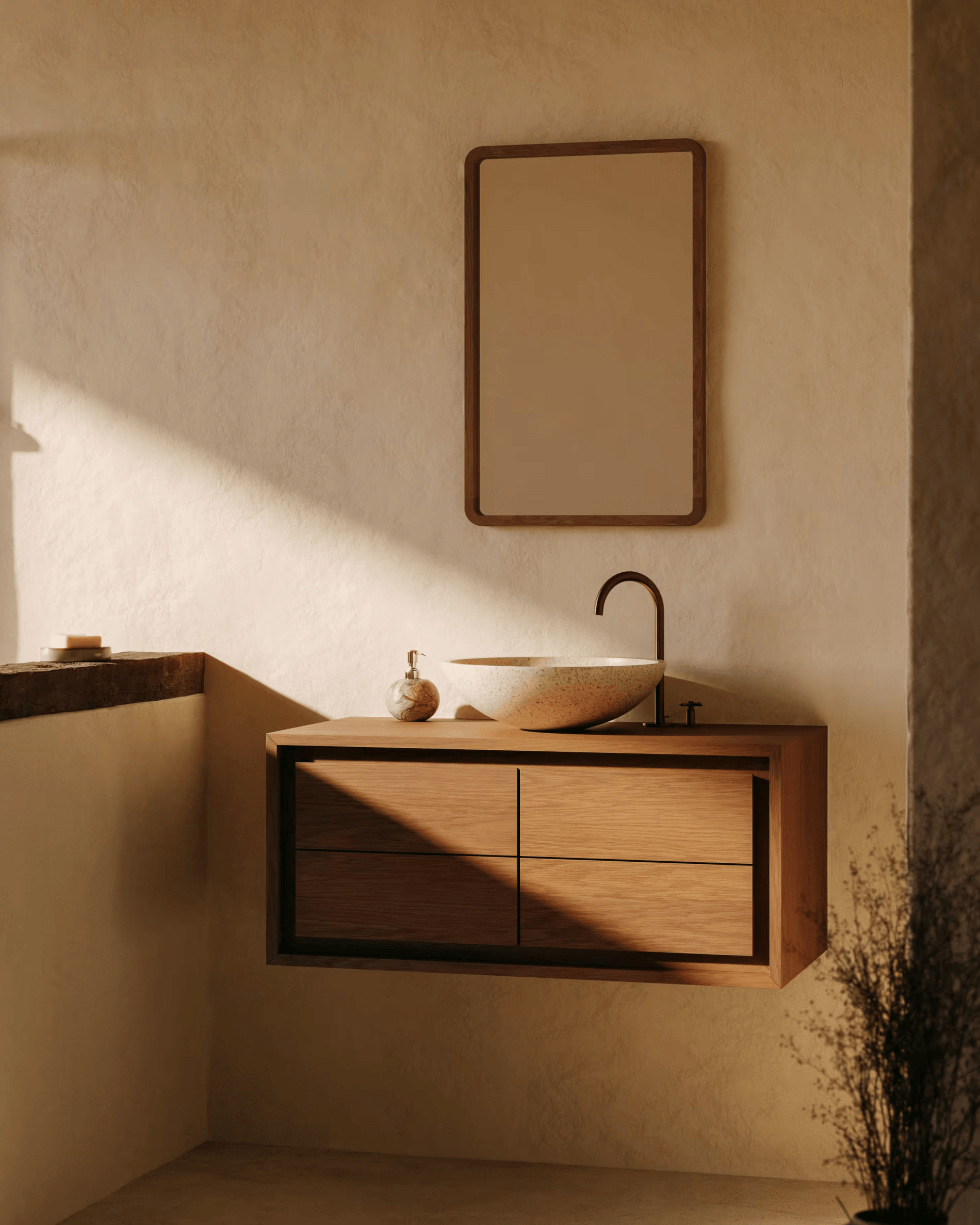 Lustro SHAMEL orzechowe drewno tekowe La Forma Eye on Design